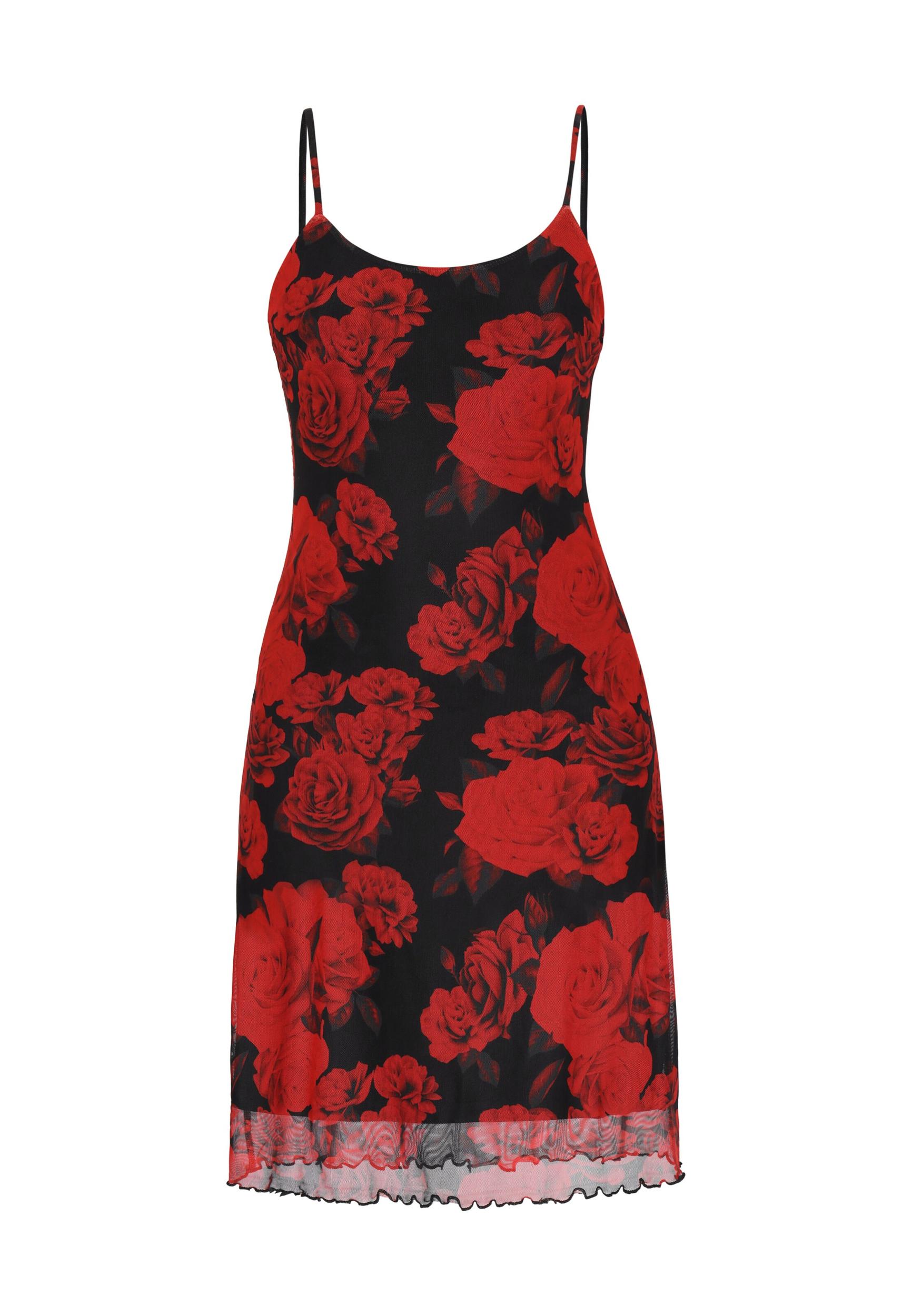 myMo ROCKS Poletna obleka 'Valentine's Day' ognjeno rdeča / črna