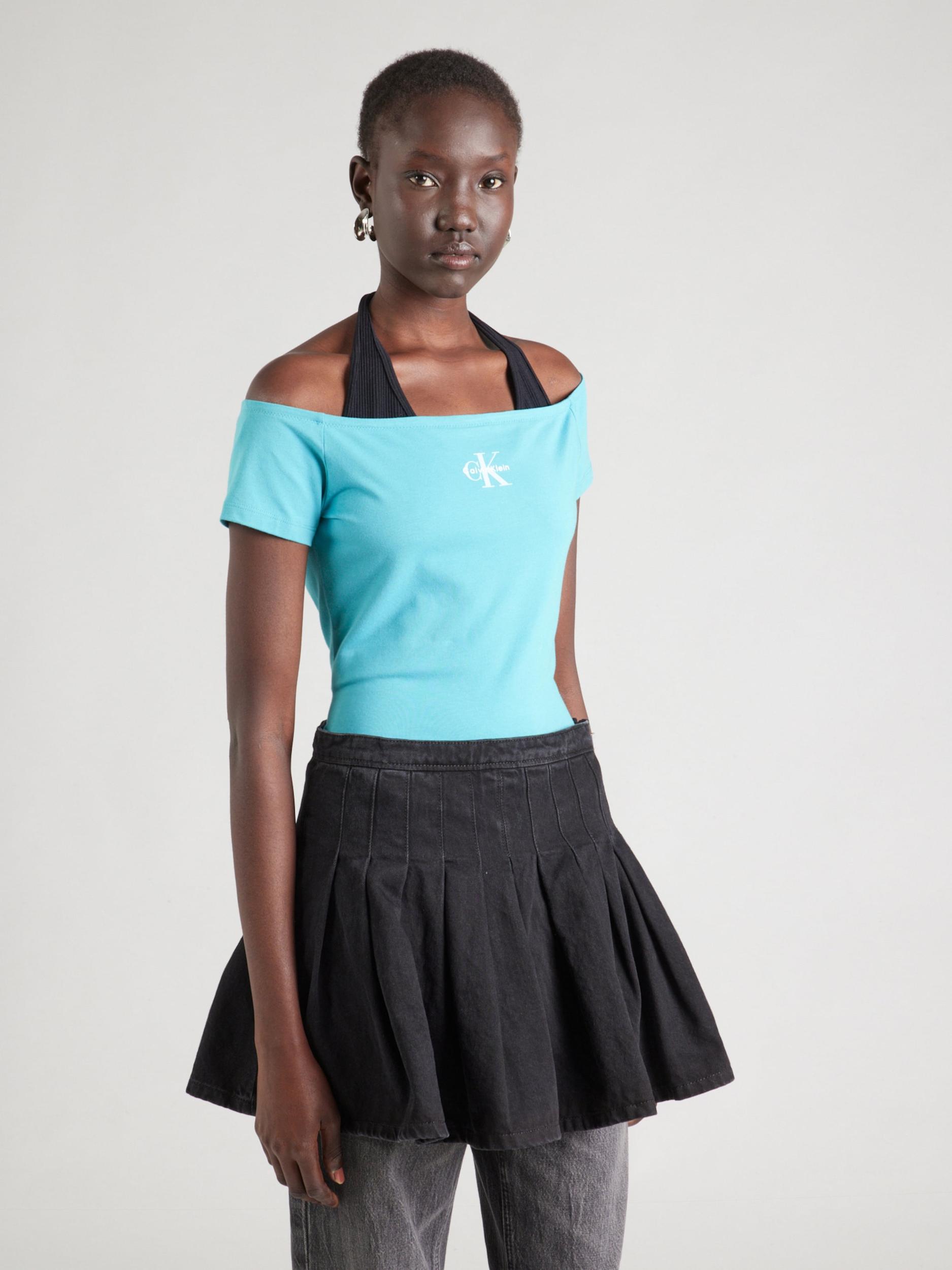 Calvin Klein Jeans Majica turkizna / bela