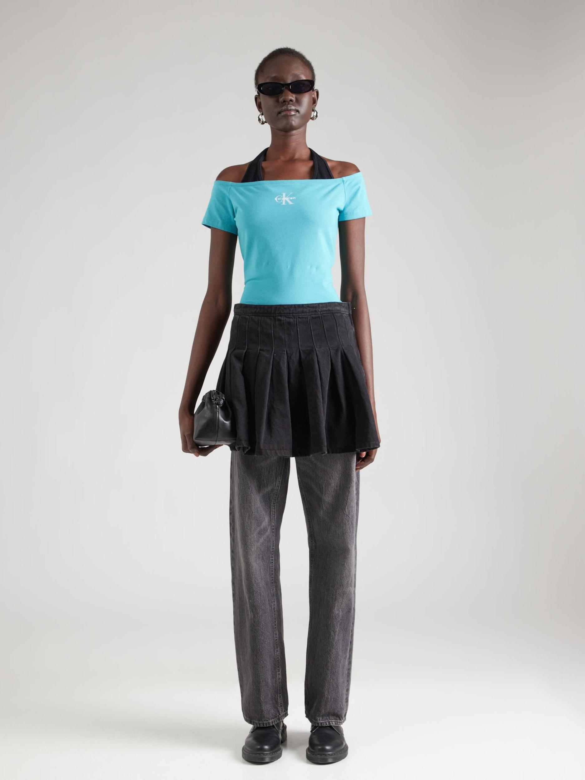 Calvin Klein Jeans Majica turkizna / bela