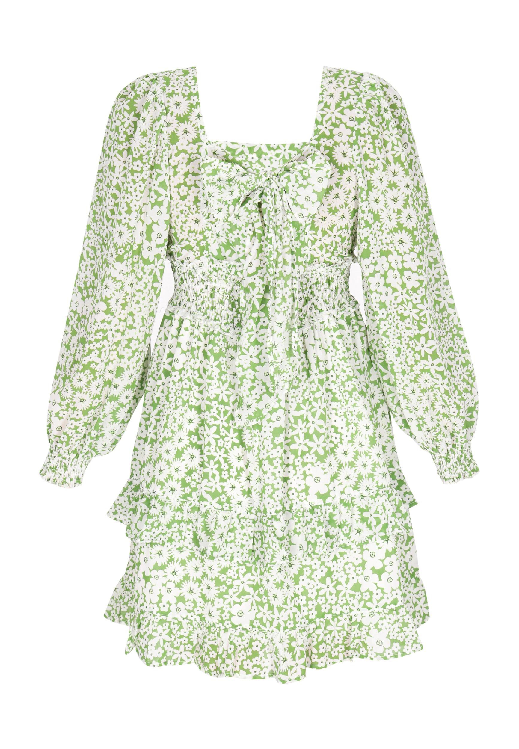 swirly Obleka svetlo zelena / bela