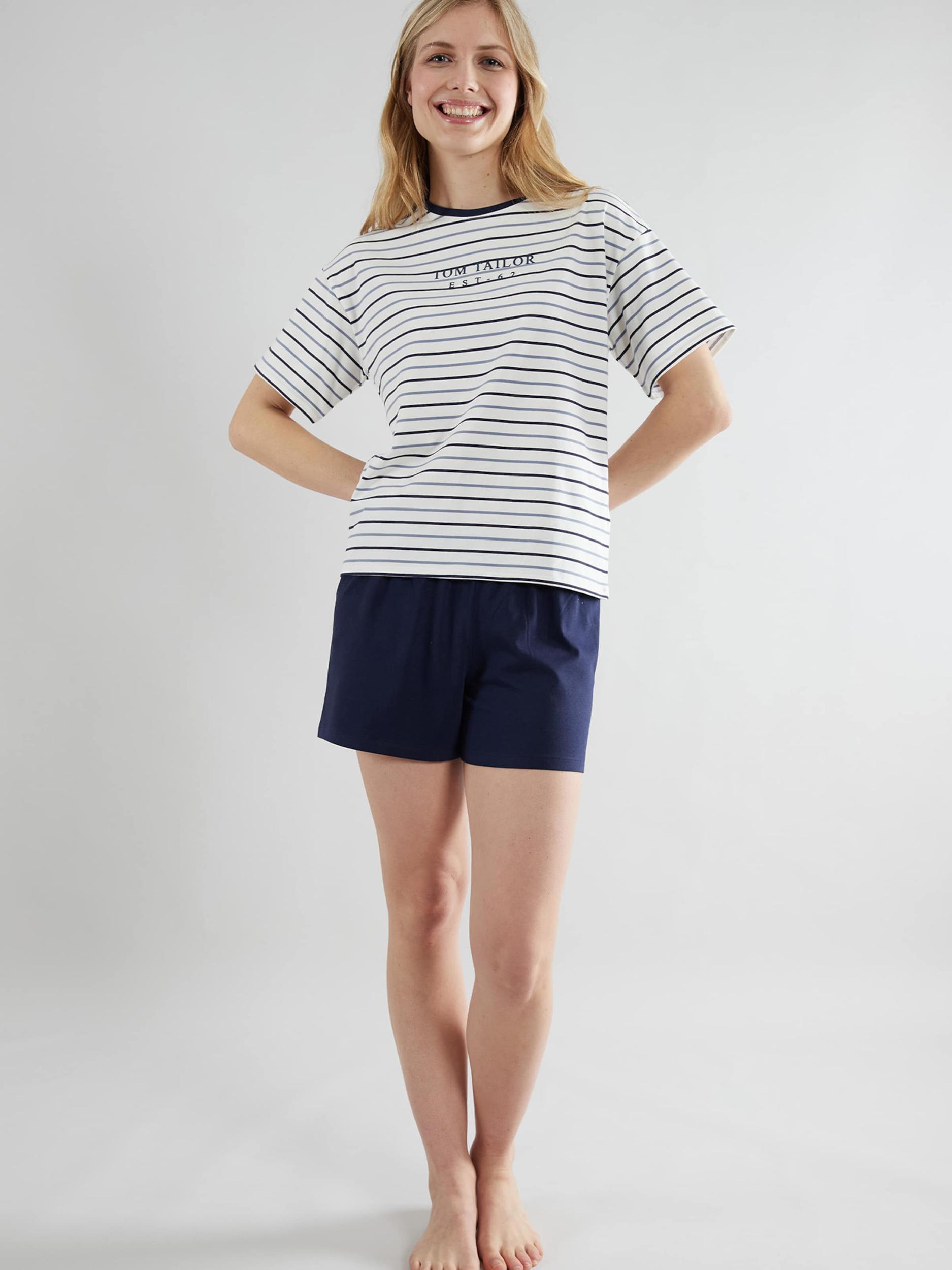 TOM TAILOR Kratke hlače za spanje 'Charlotte' mornarska / safir / bela