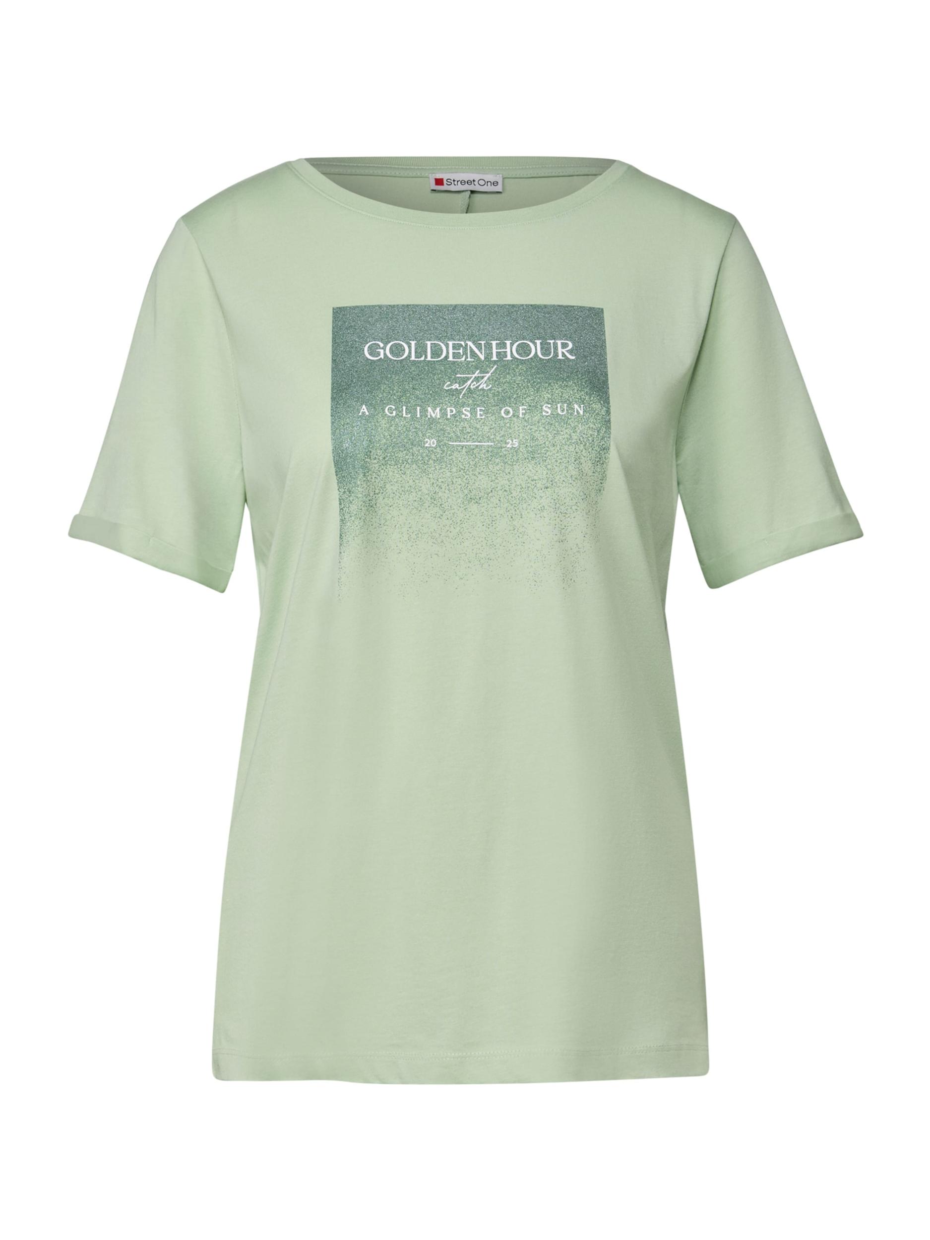 STREET ONE Majica trst / svetlo zelena / bela
