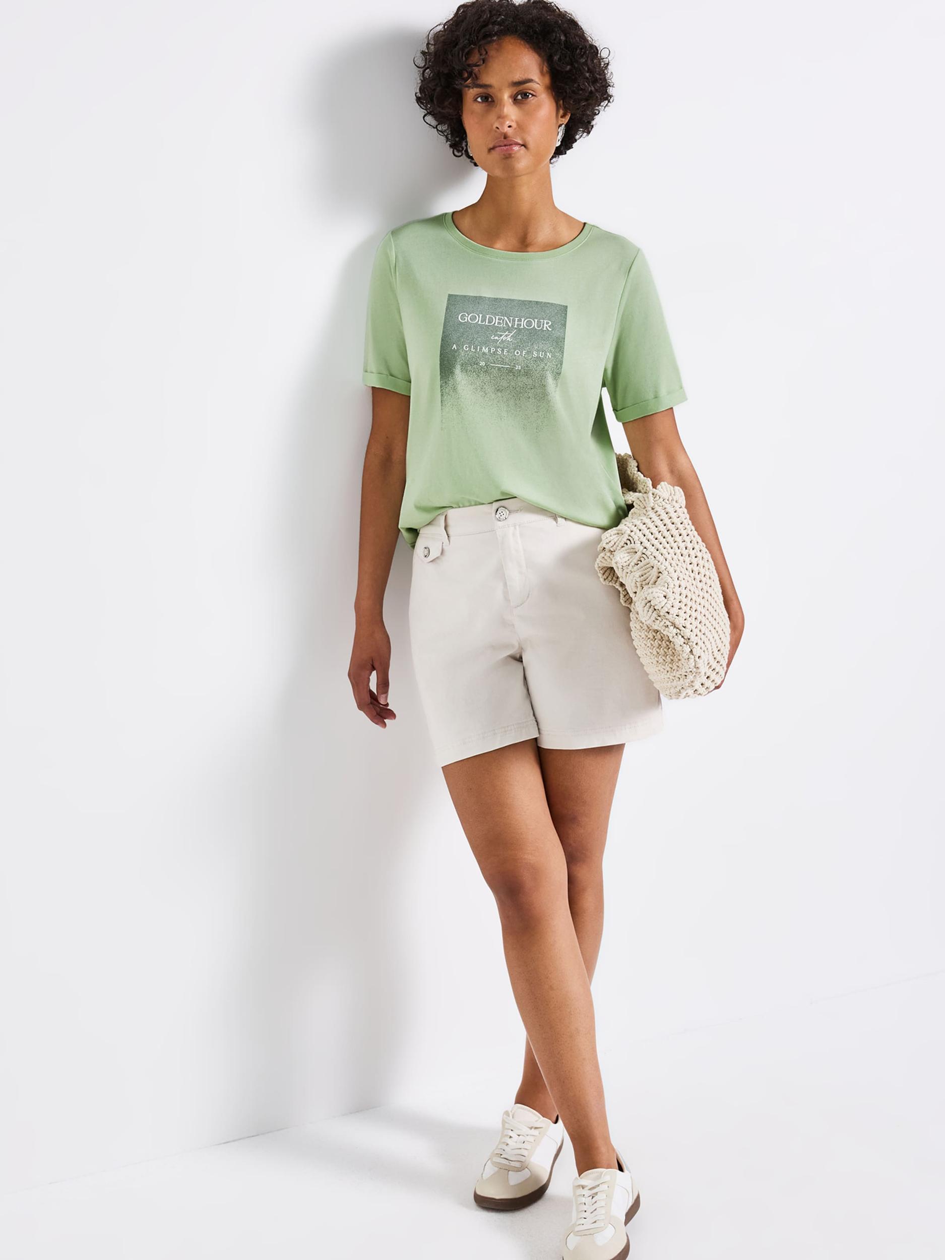 STREET ONE Majica trst / svetlo zelena / bela