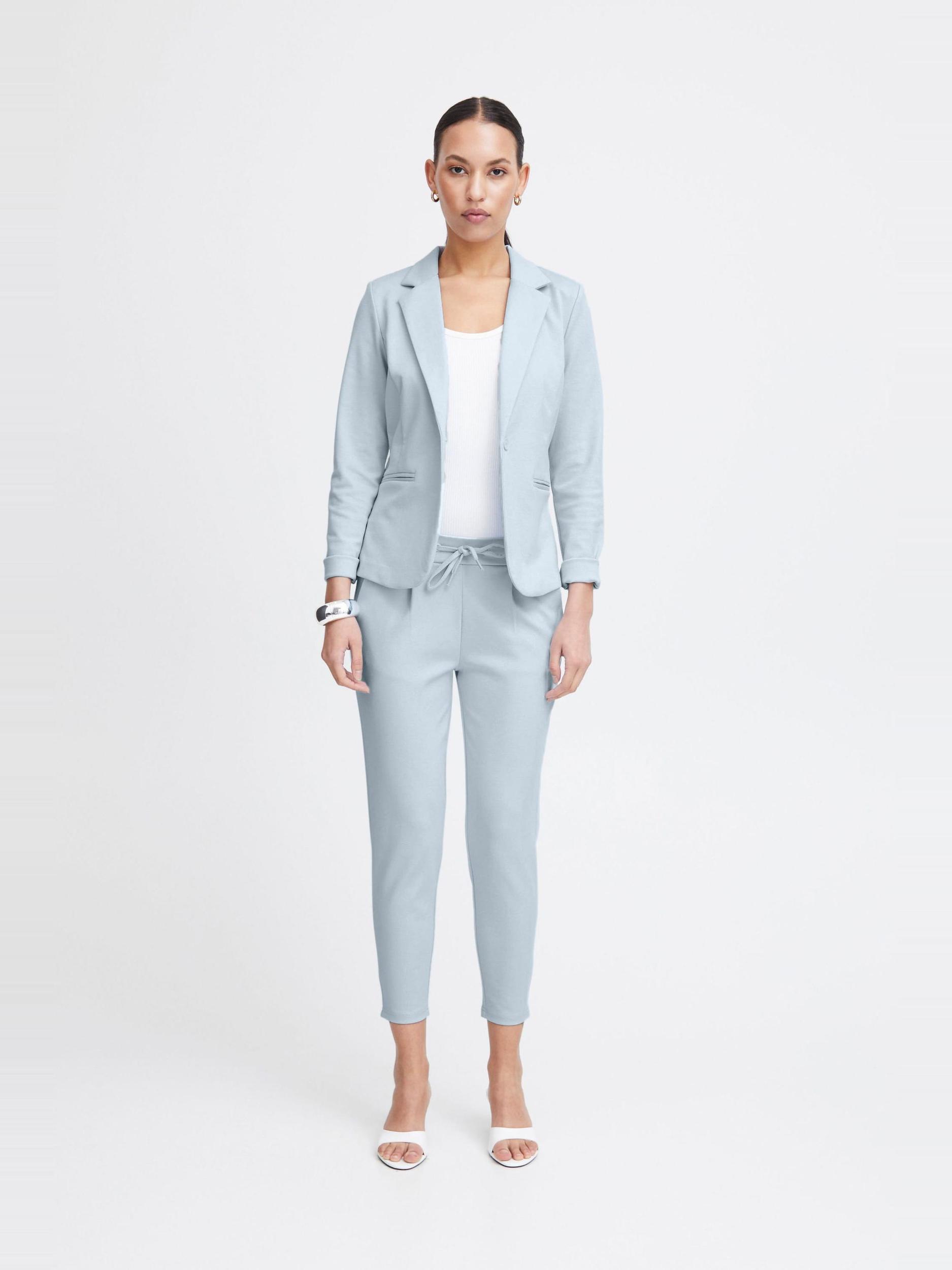 ICHI Hlače z naborki 'Kate' svetlo modra