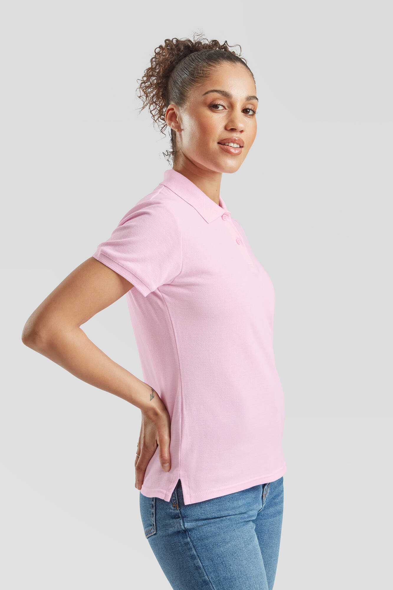 Polo Fruit of the Loom Pink Women's T-shirt