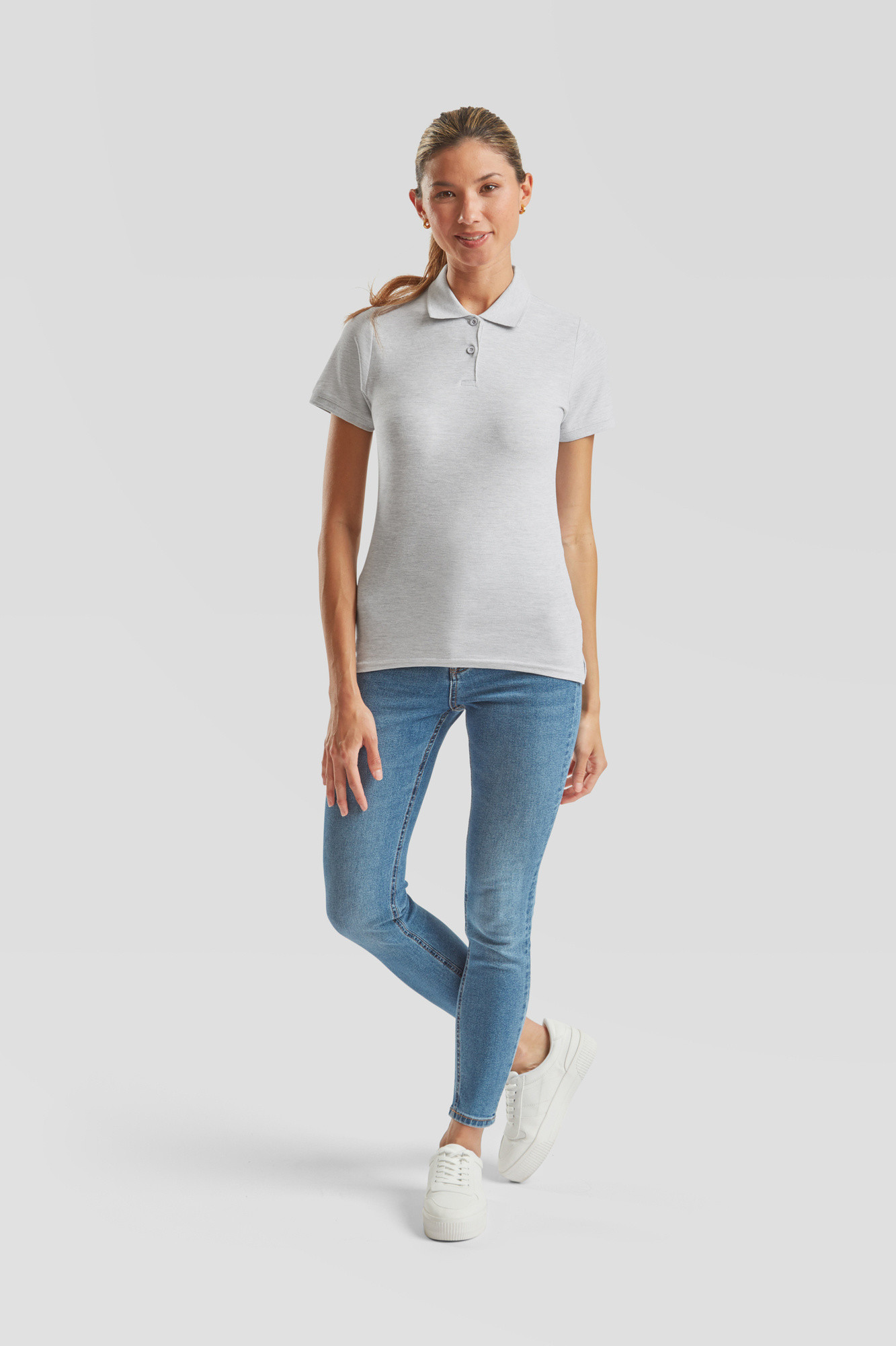 Grey Polo Fruit of the Loom Women's T-shirt