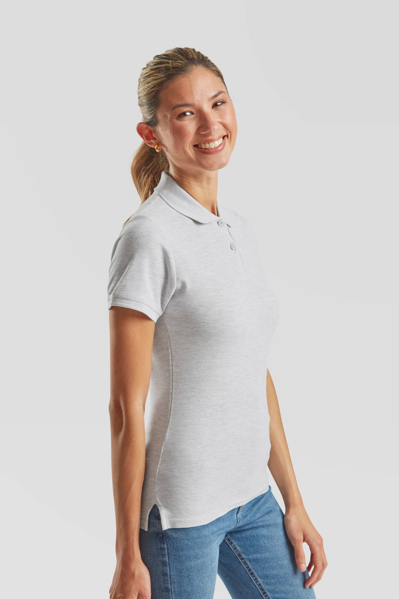 Grey Polo Fruit of the Loom Women's T-shirt