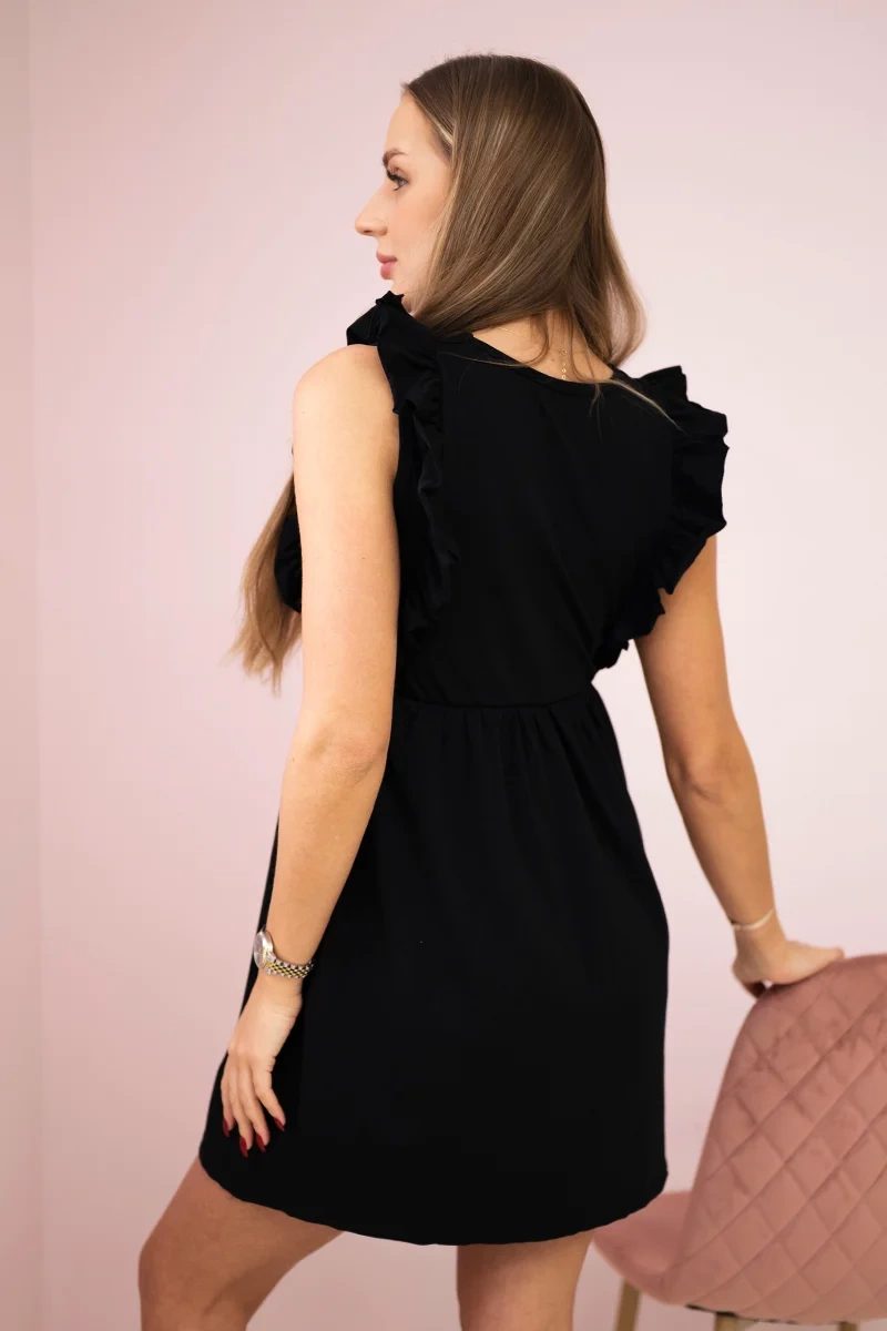 Kesi Dress with ruffles on the sides black