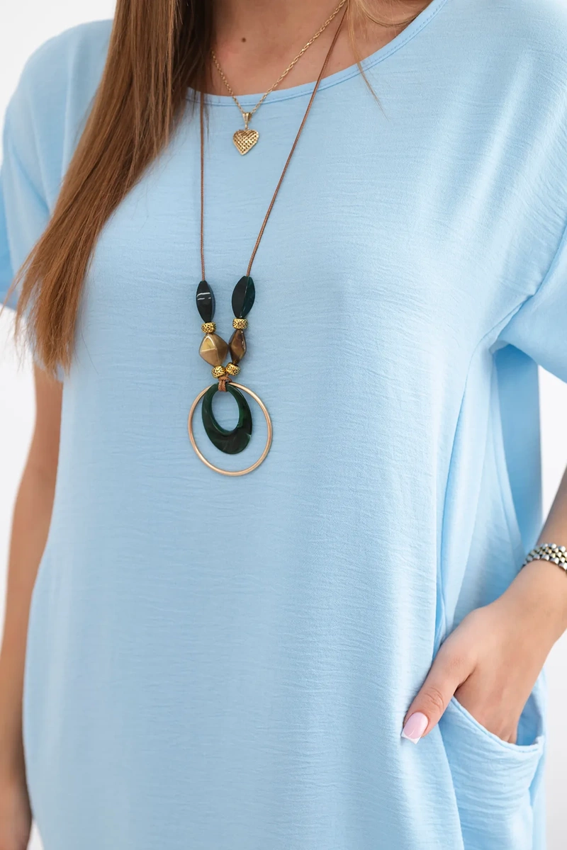 Kesi Włoski Dress with pockets and pendant blue