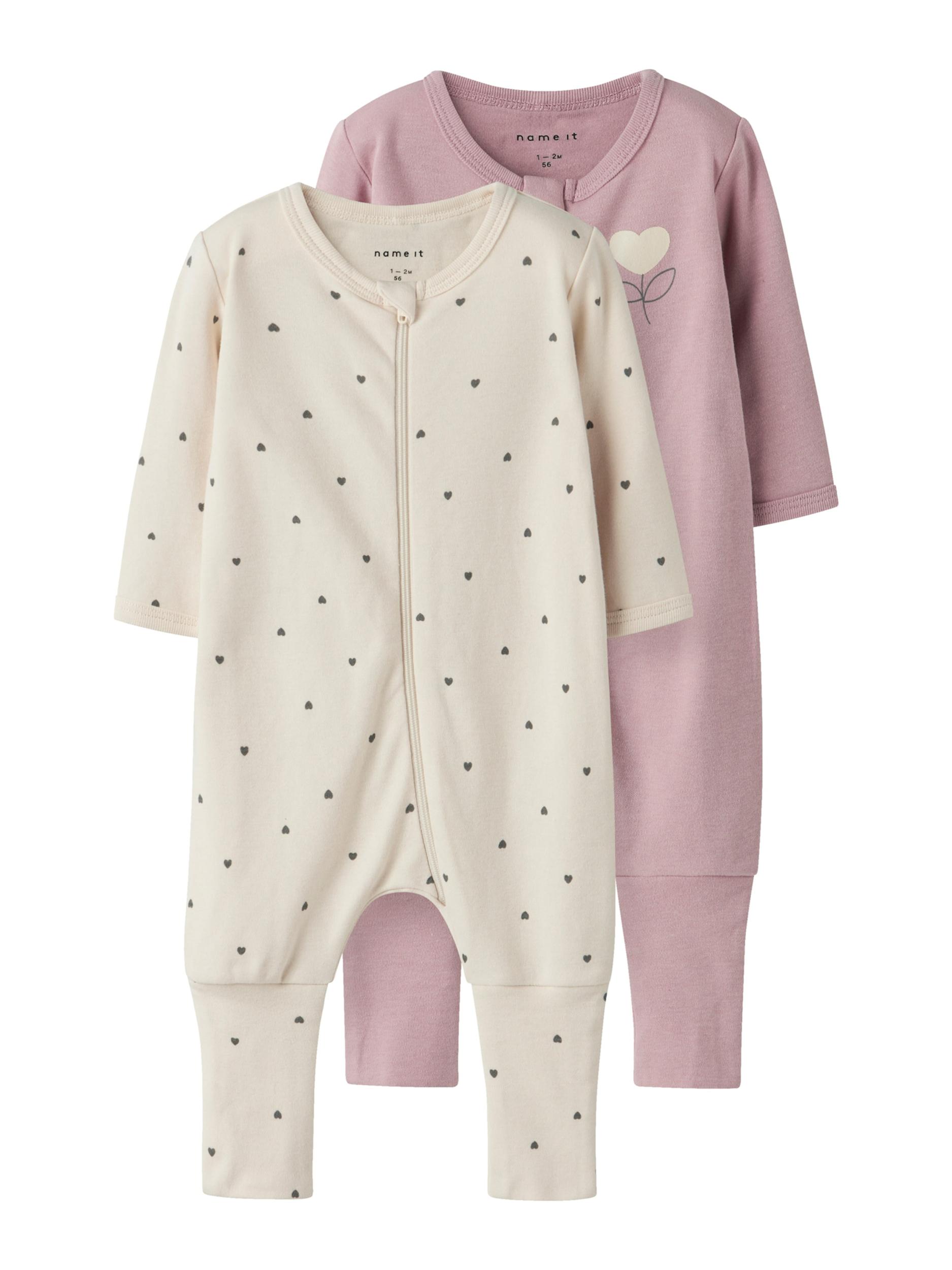 NAME IT Pižama svetlo bež / temno siva / staro roza