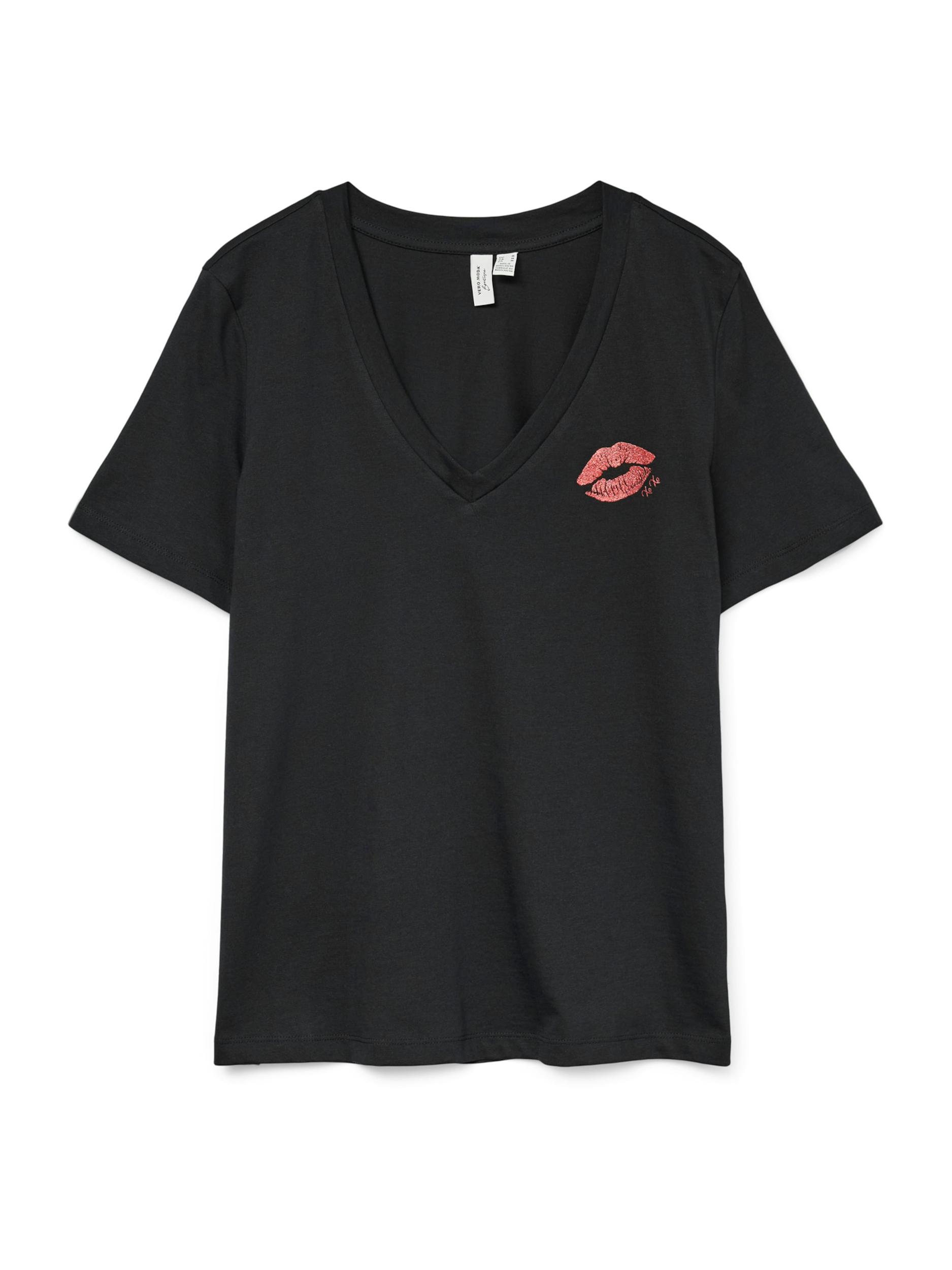 VERO MODA Majica 'VMFEYOLA' krvavo rdeča / črna