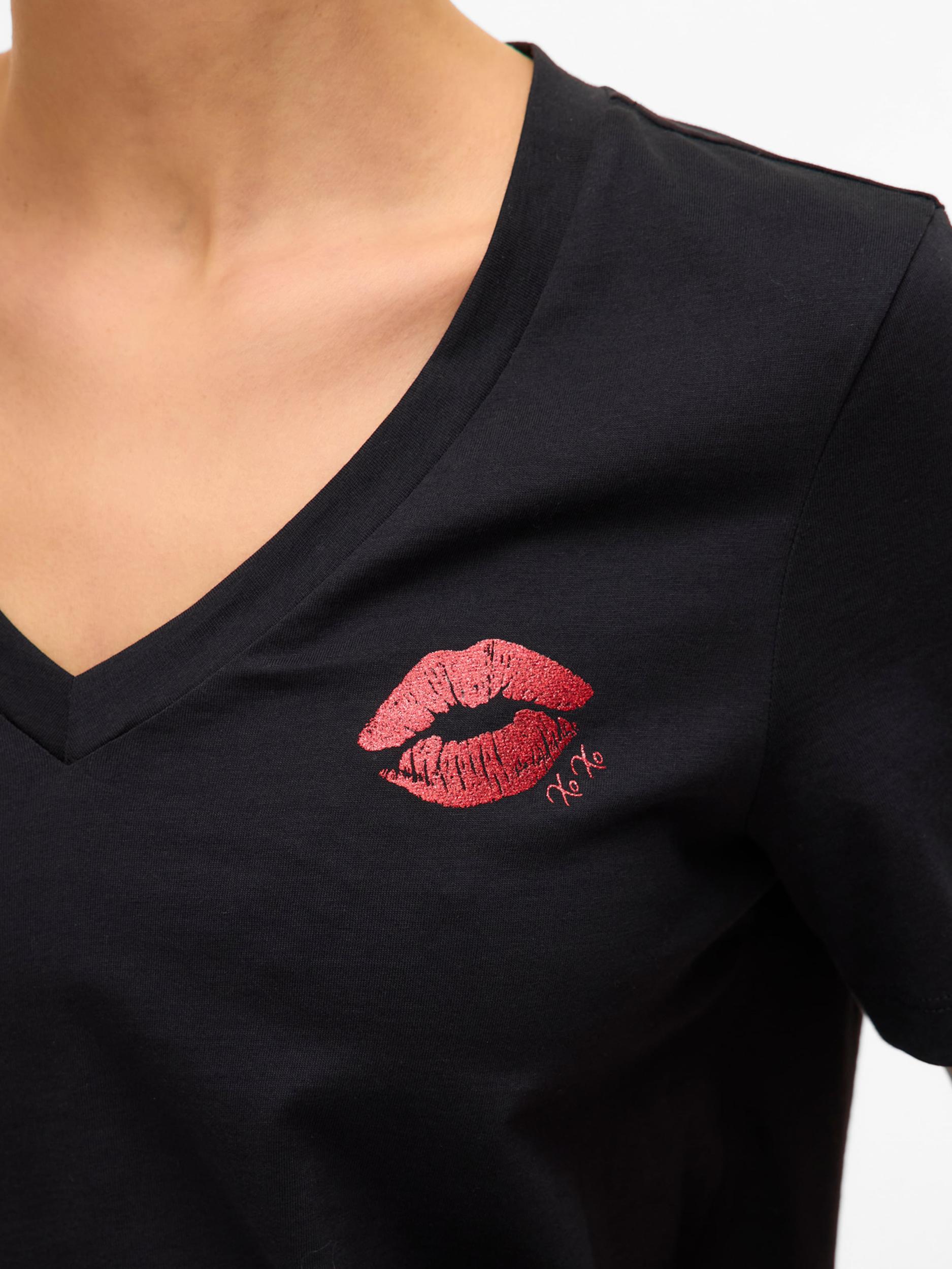 VERO MODA Majica 'VMFEYOLA' krvavo rdeča / črna