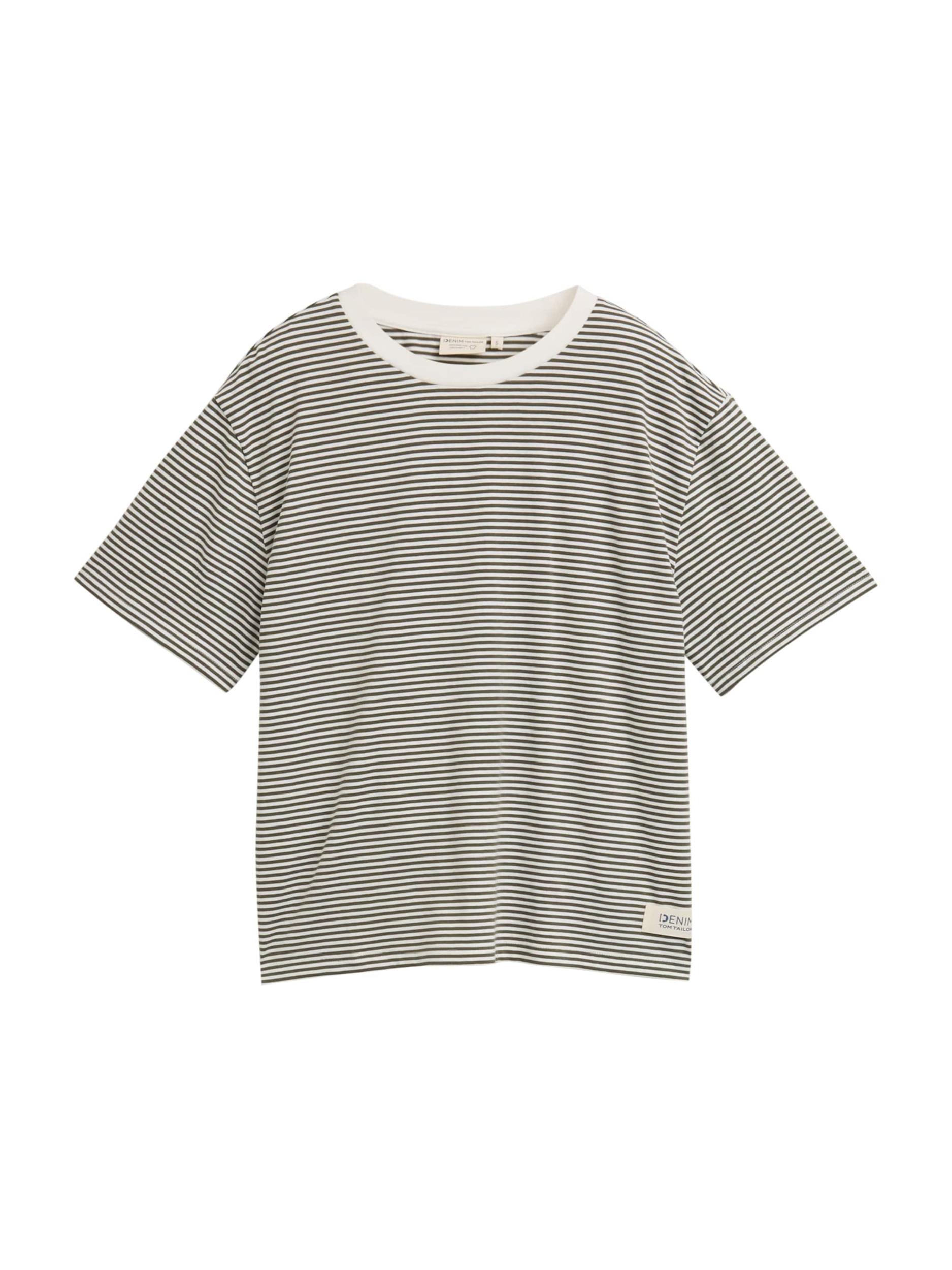 TOM TAILOR DENIM Majica temno zelena / bela