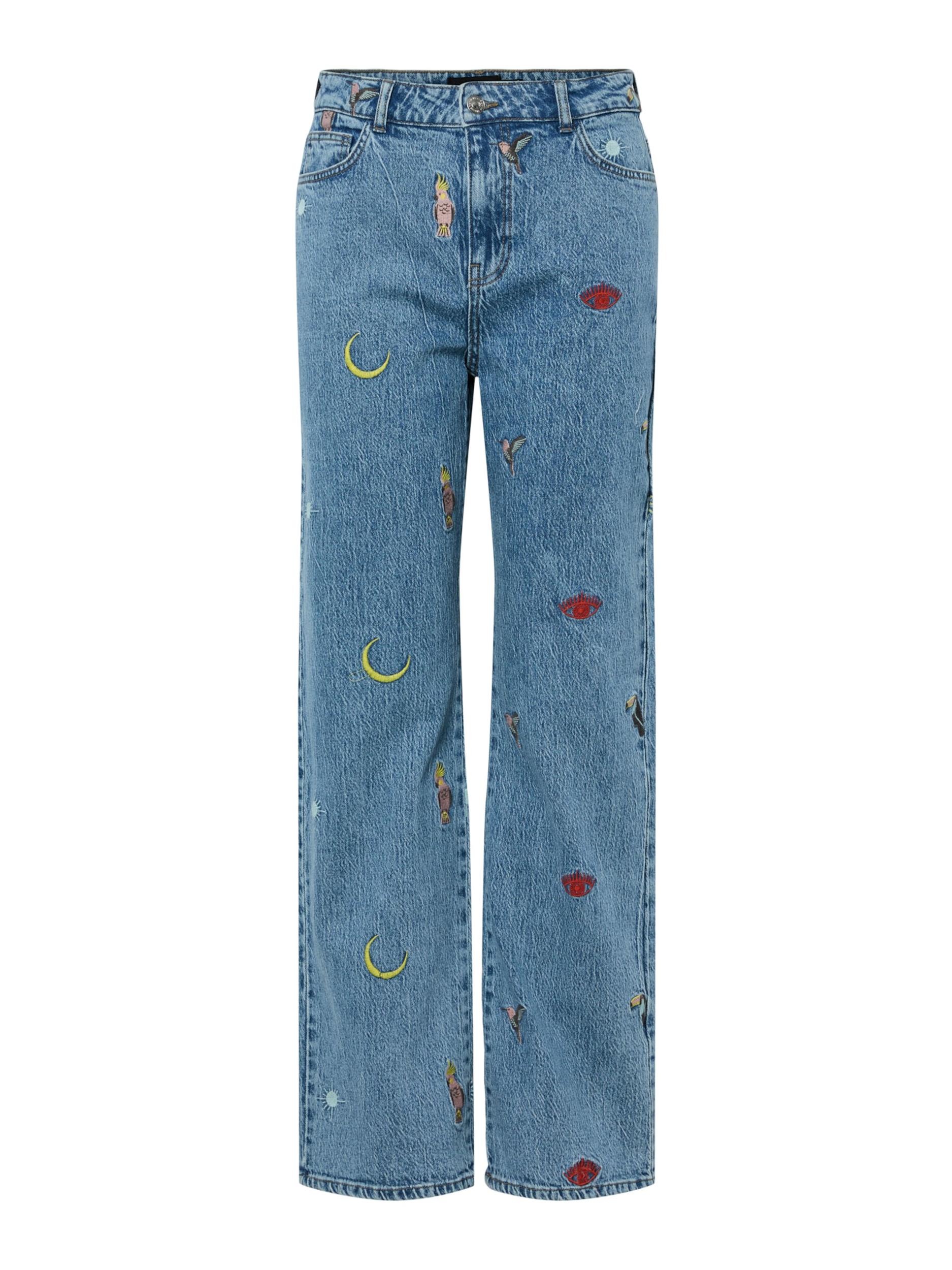 PIECES Kavbojke 'PCJidi' moder denim / limona / temno rdeča