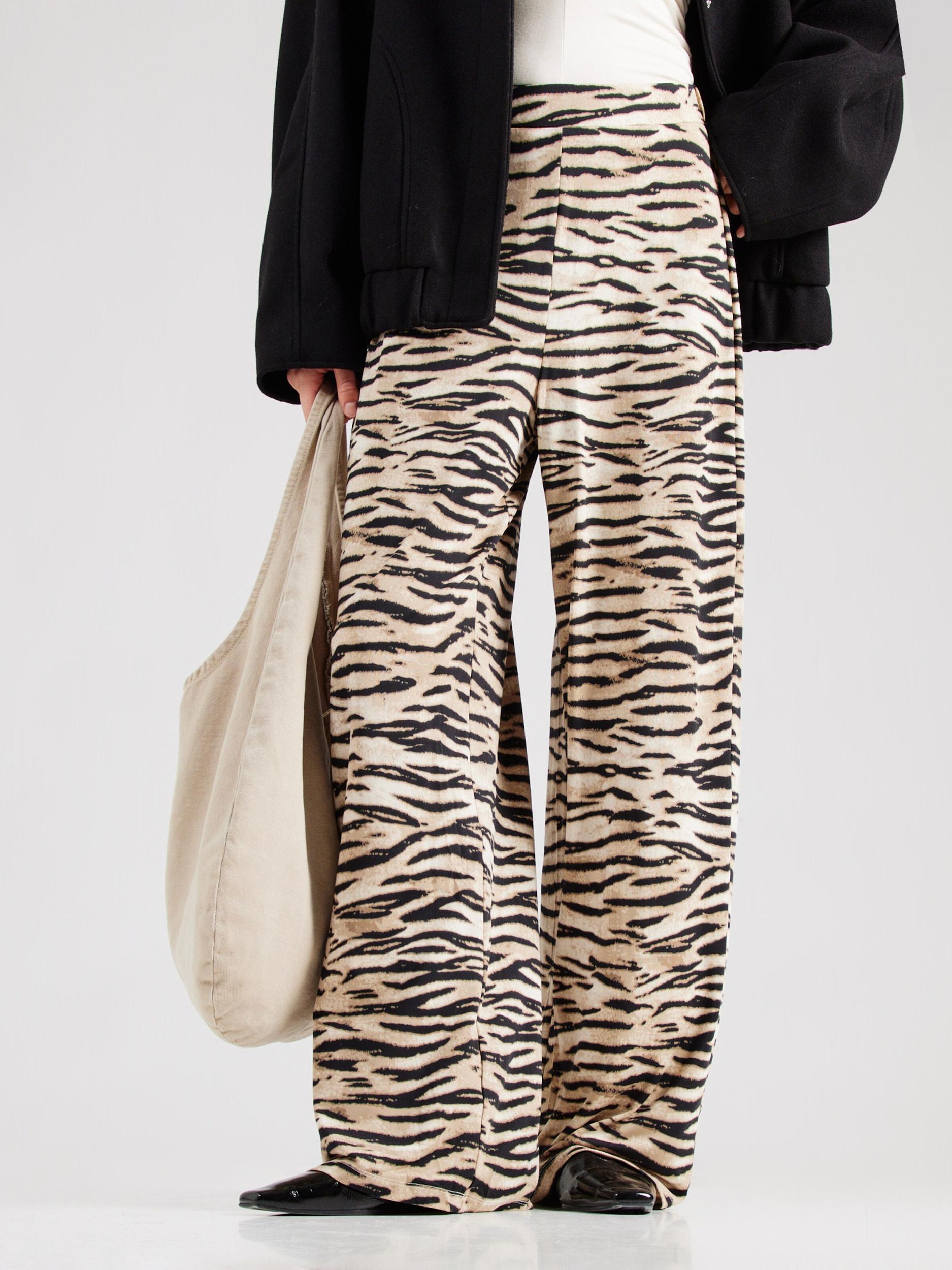 VILA Hlače 'VILEOA' kamela / ecru / črna