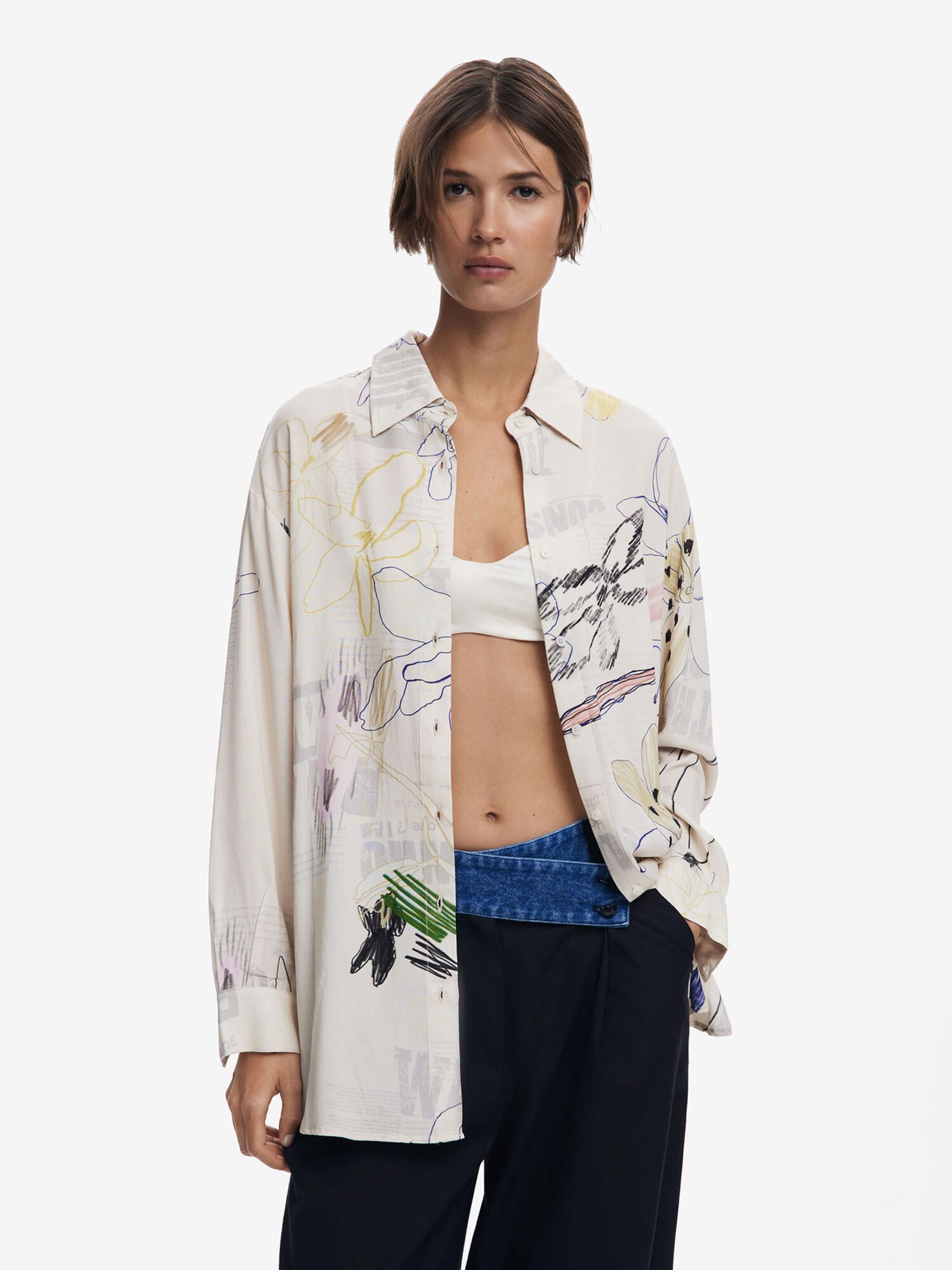 Desigual Bluza mešane barve / bela