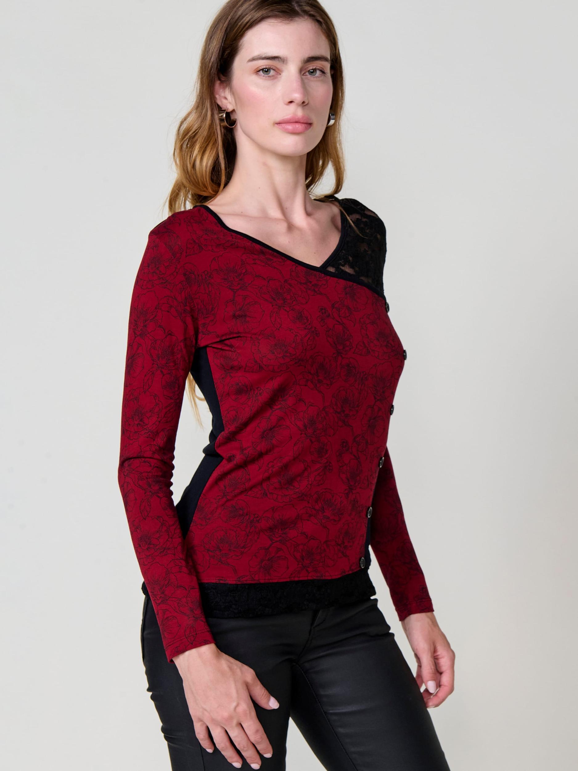 KOROSHI Majica temno rdeča / črna