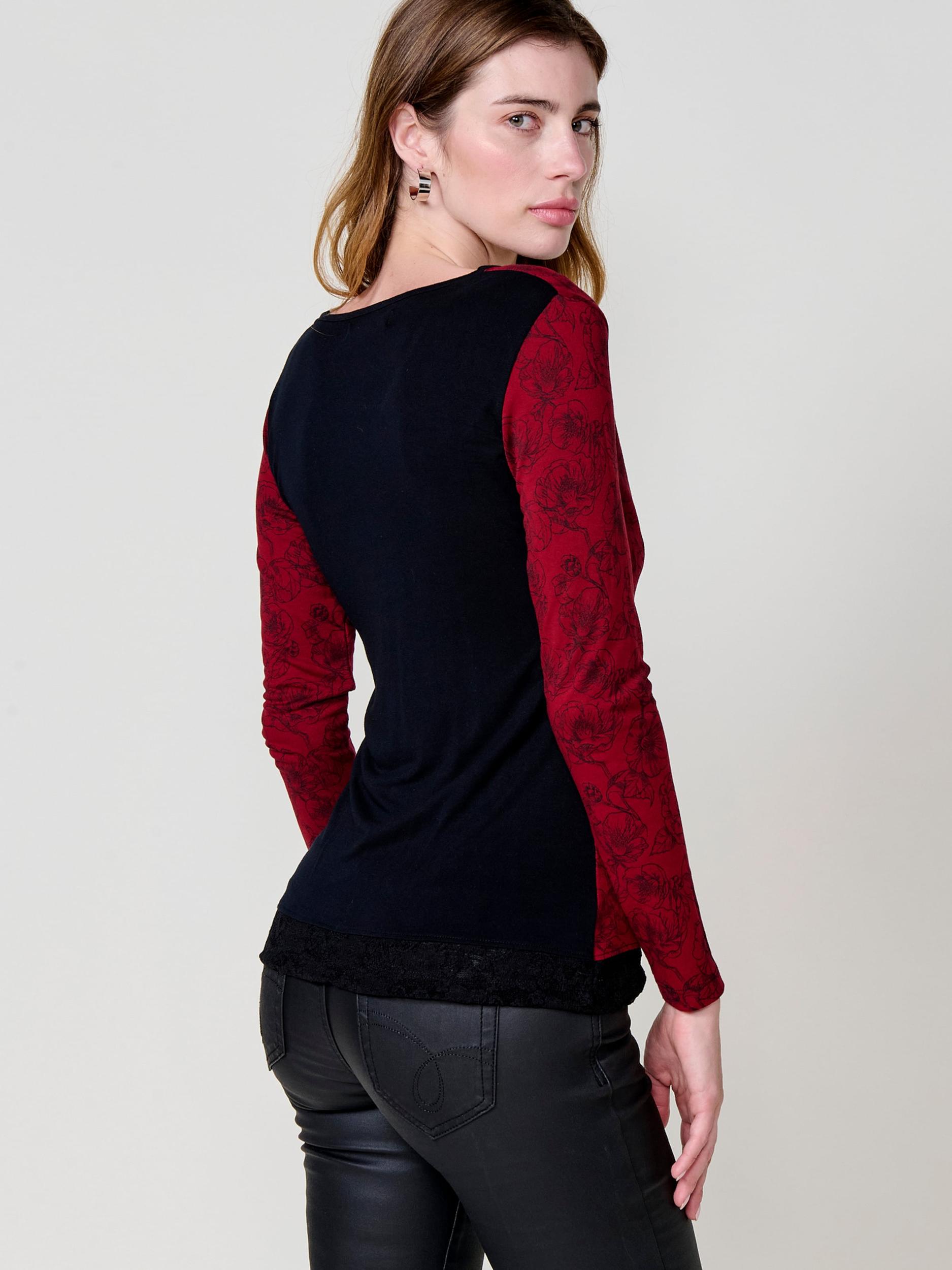 KOROSHI Majica temno rdeča / črna