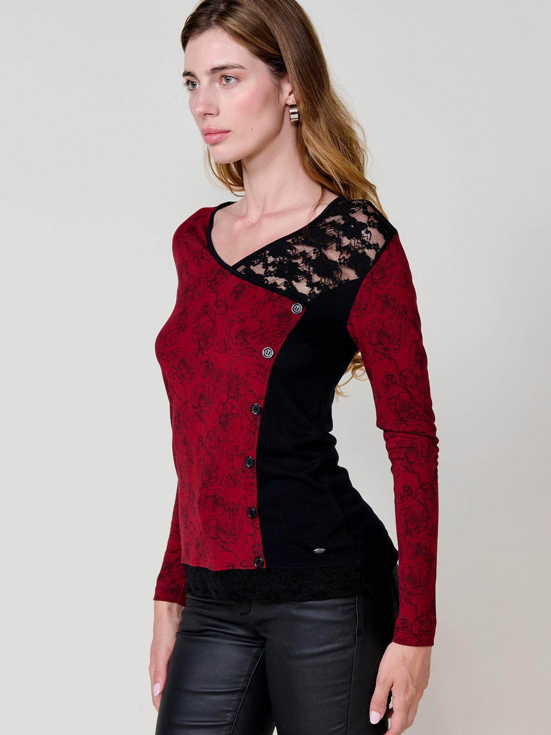 KOROSHI Majica temno rdeča / črna