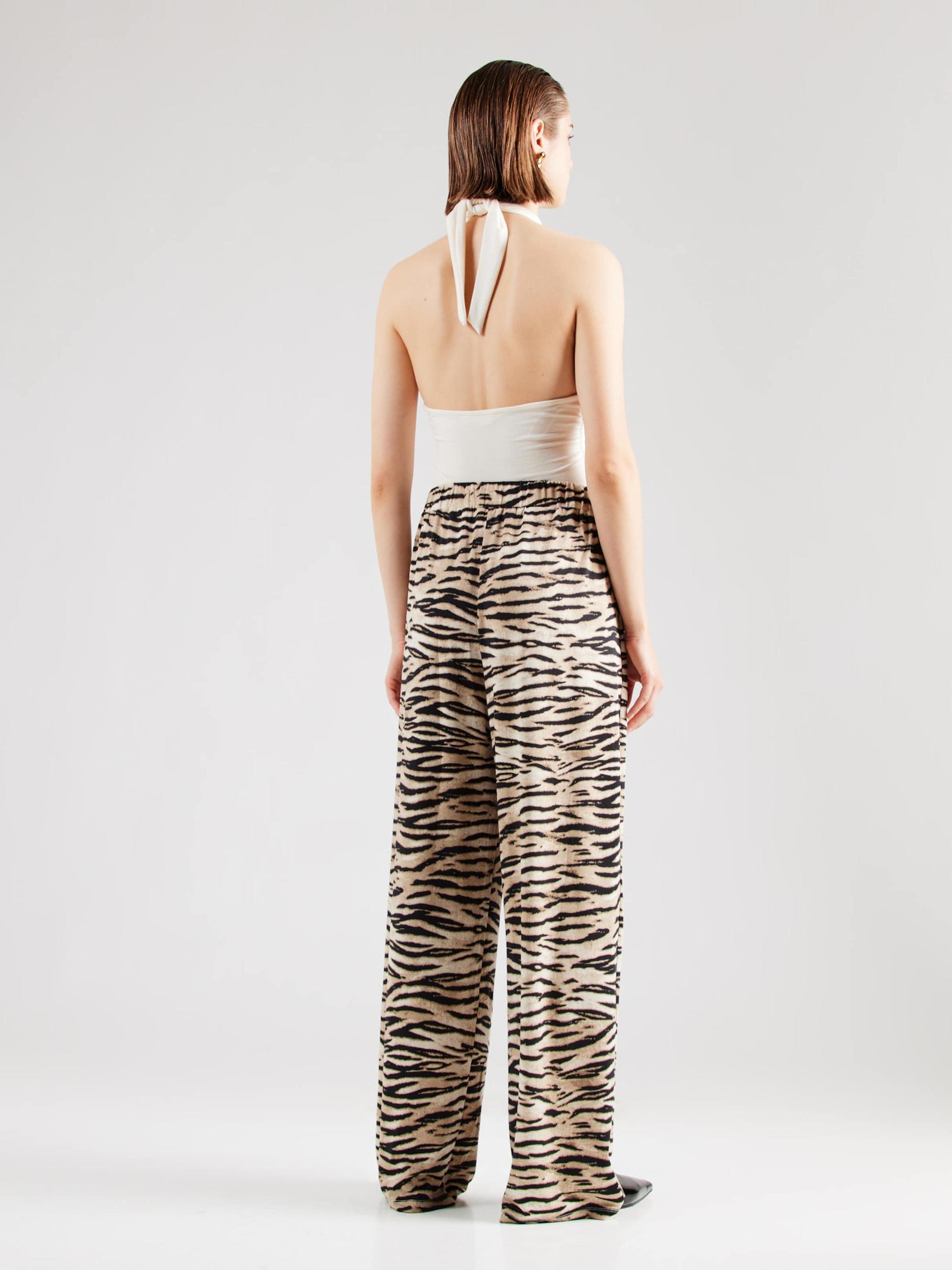 VILA Hlače 'VILEOA' kamela / ecru / črna