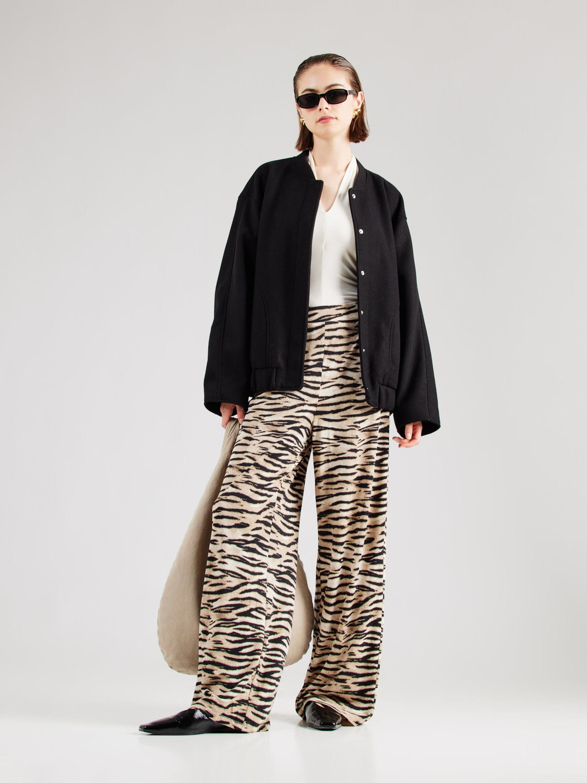 VILA Hlače 'VILEOA' kamela / ecru / črna