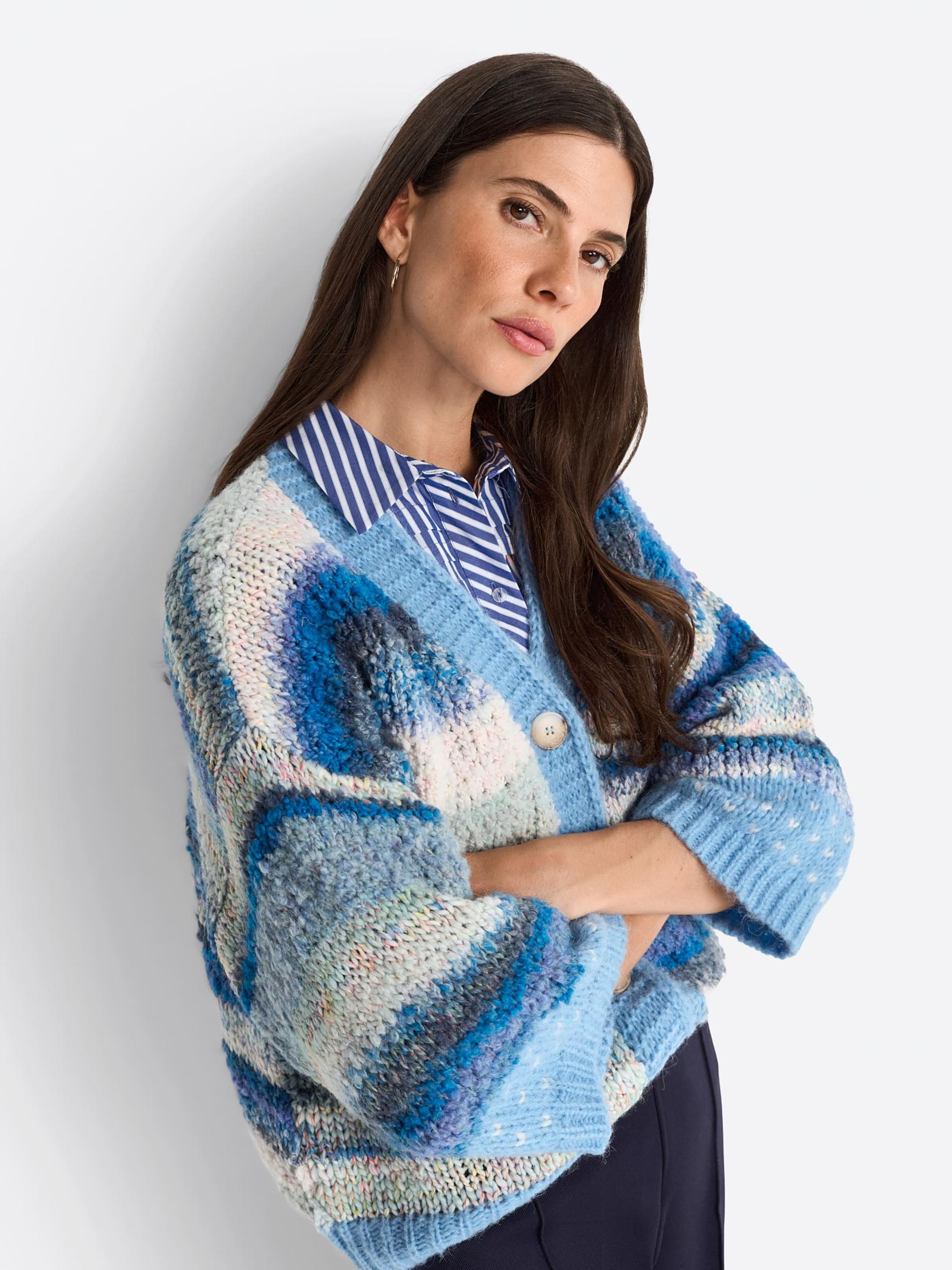 Rich & Royal Pletena jopa bež / modra / siva / bela