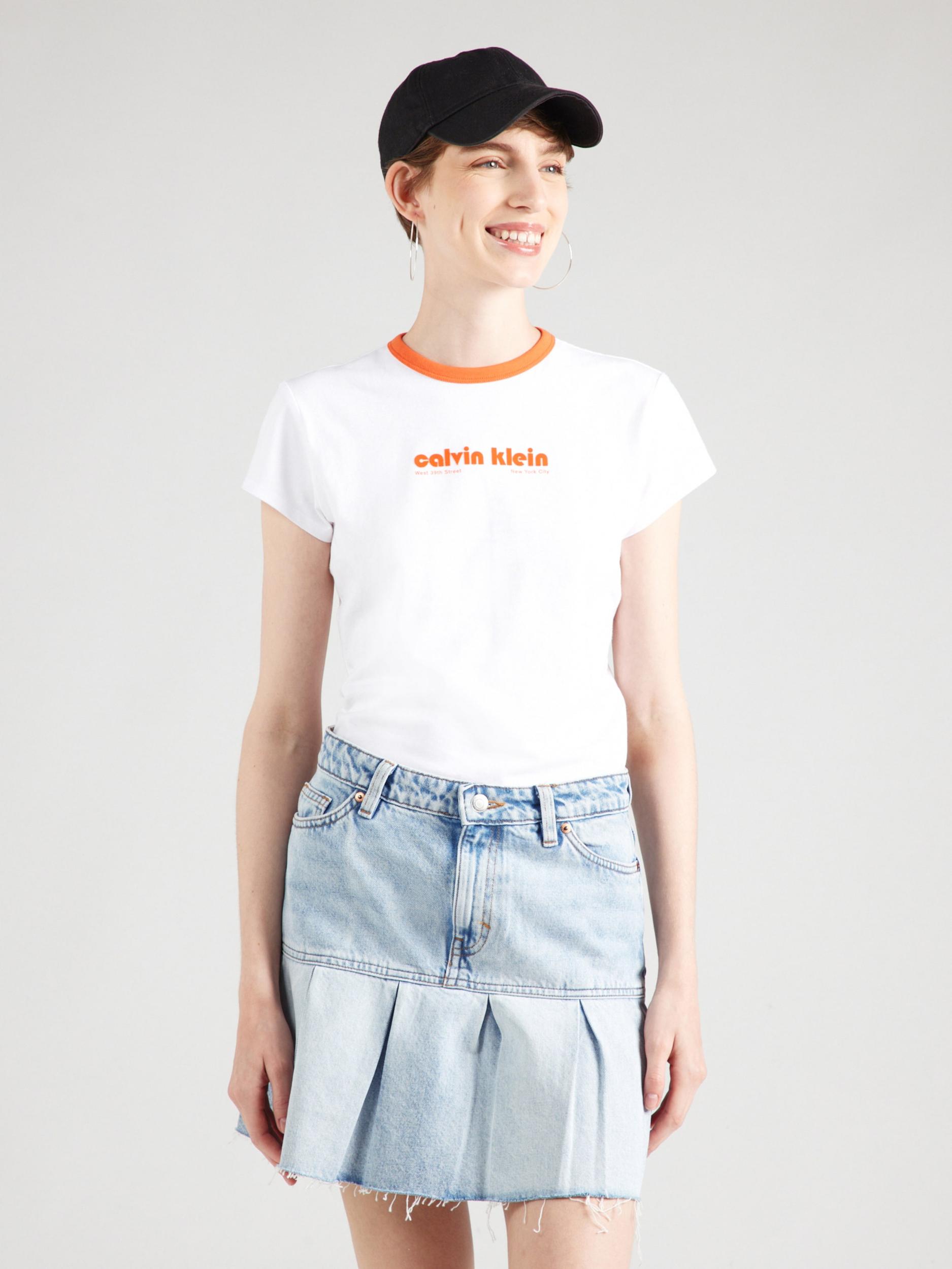 Calvin Klein Jeans Majica oranžna / bela