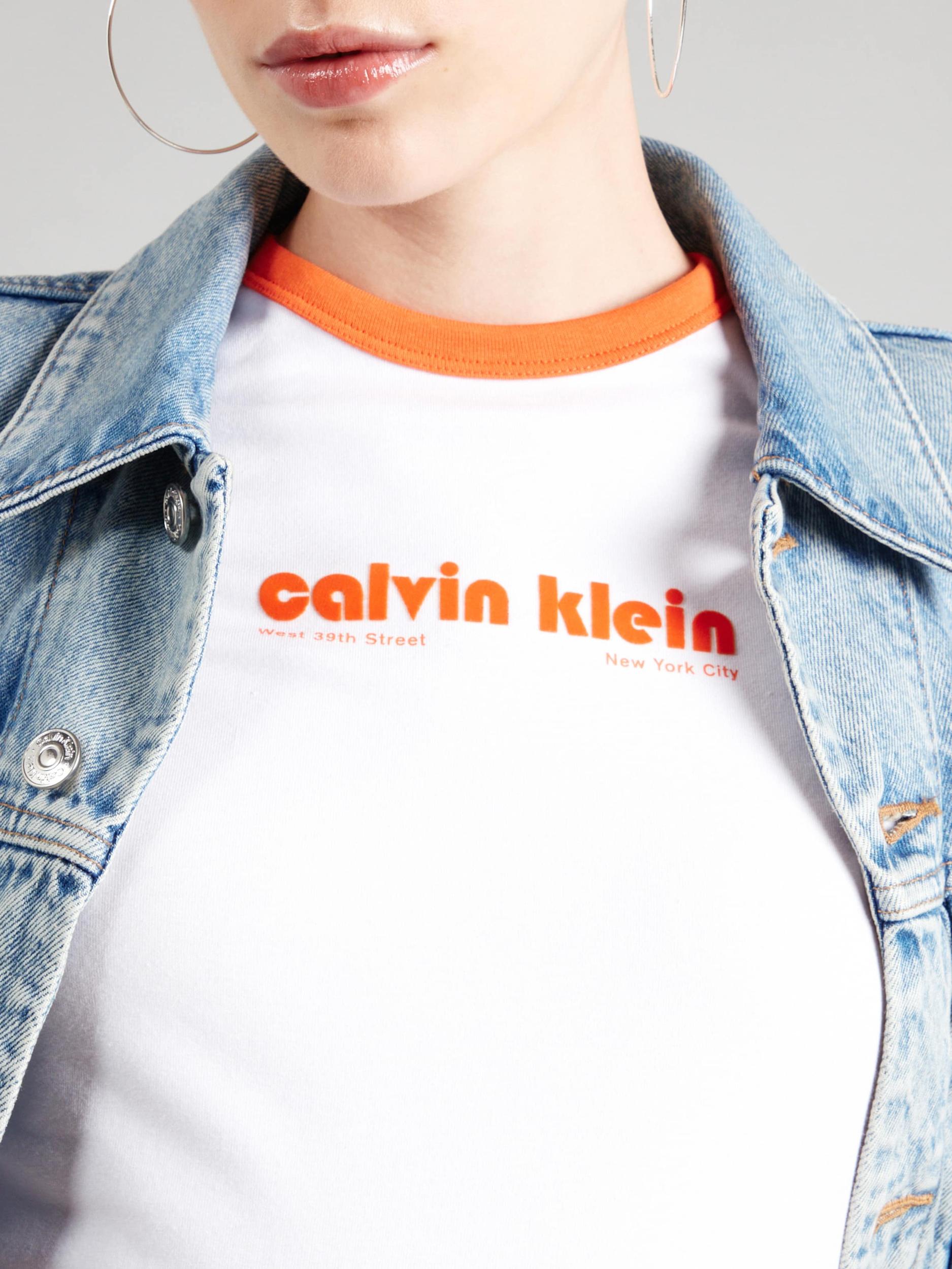 Calvin Klein Jeans Majica oranžna / bela