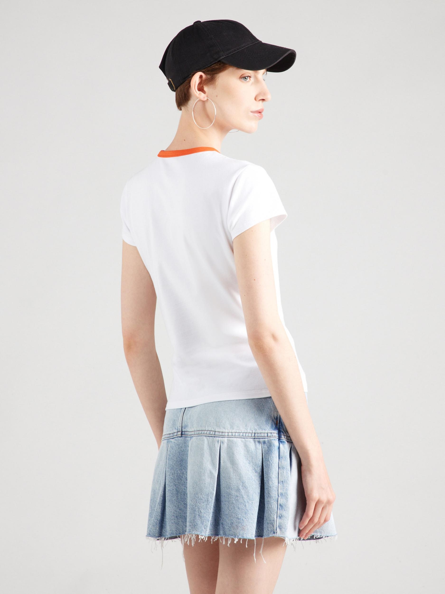 Calvin Klein Jeans Majica oranžna / bela