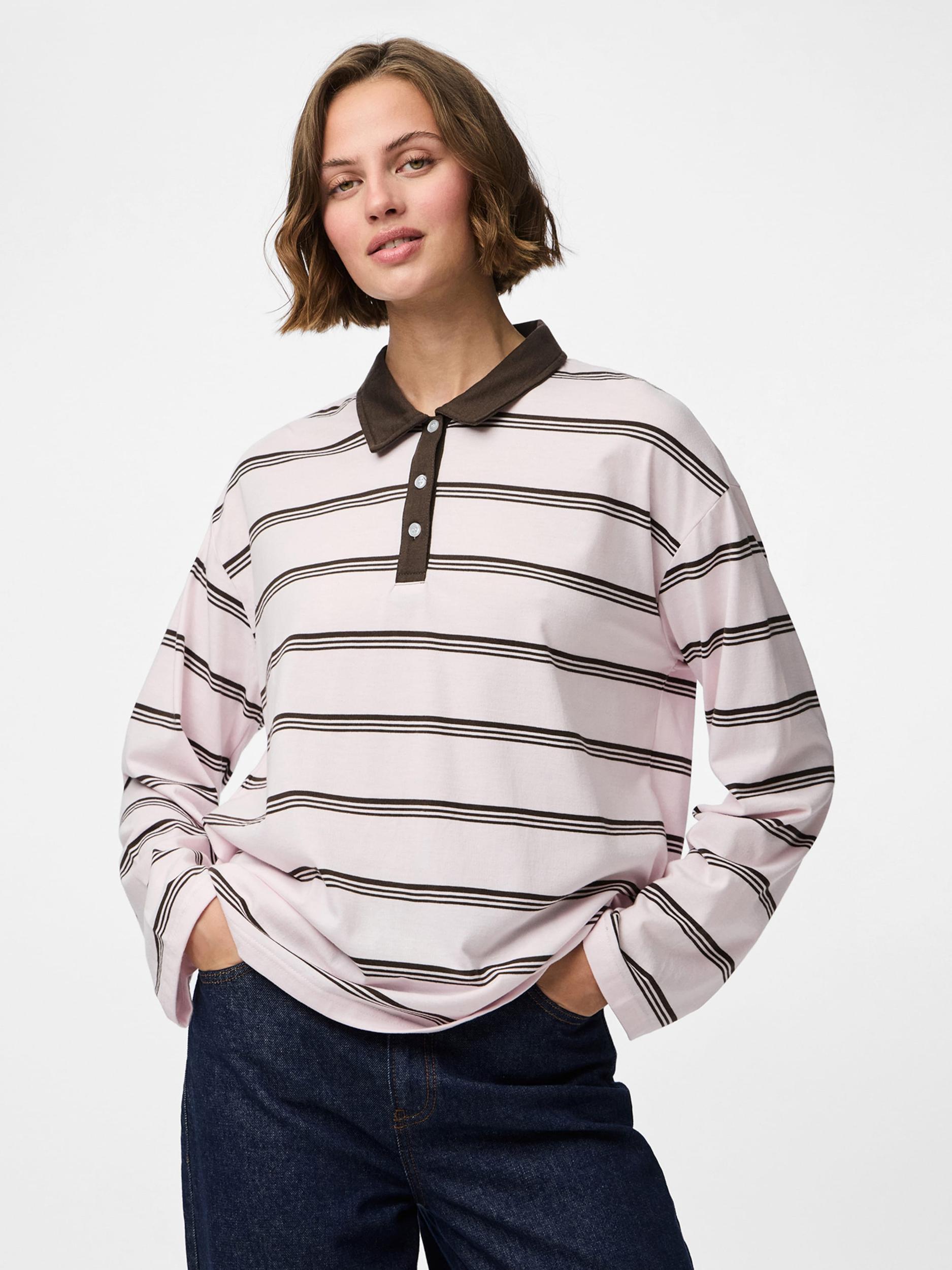 PIECES Majica 'PCSadie' pastelno roza / črna