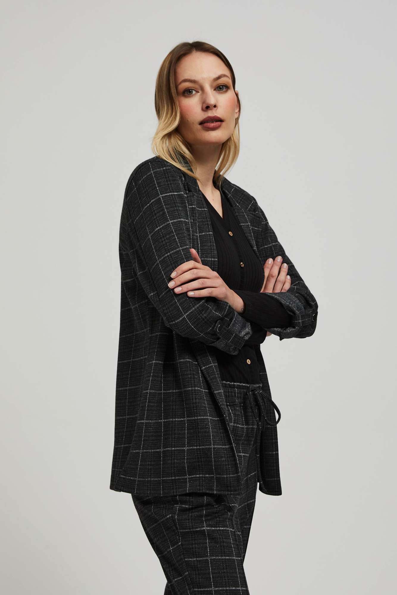Marisse Checked Jacket With Rolled-Up Sleeves