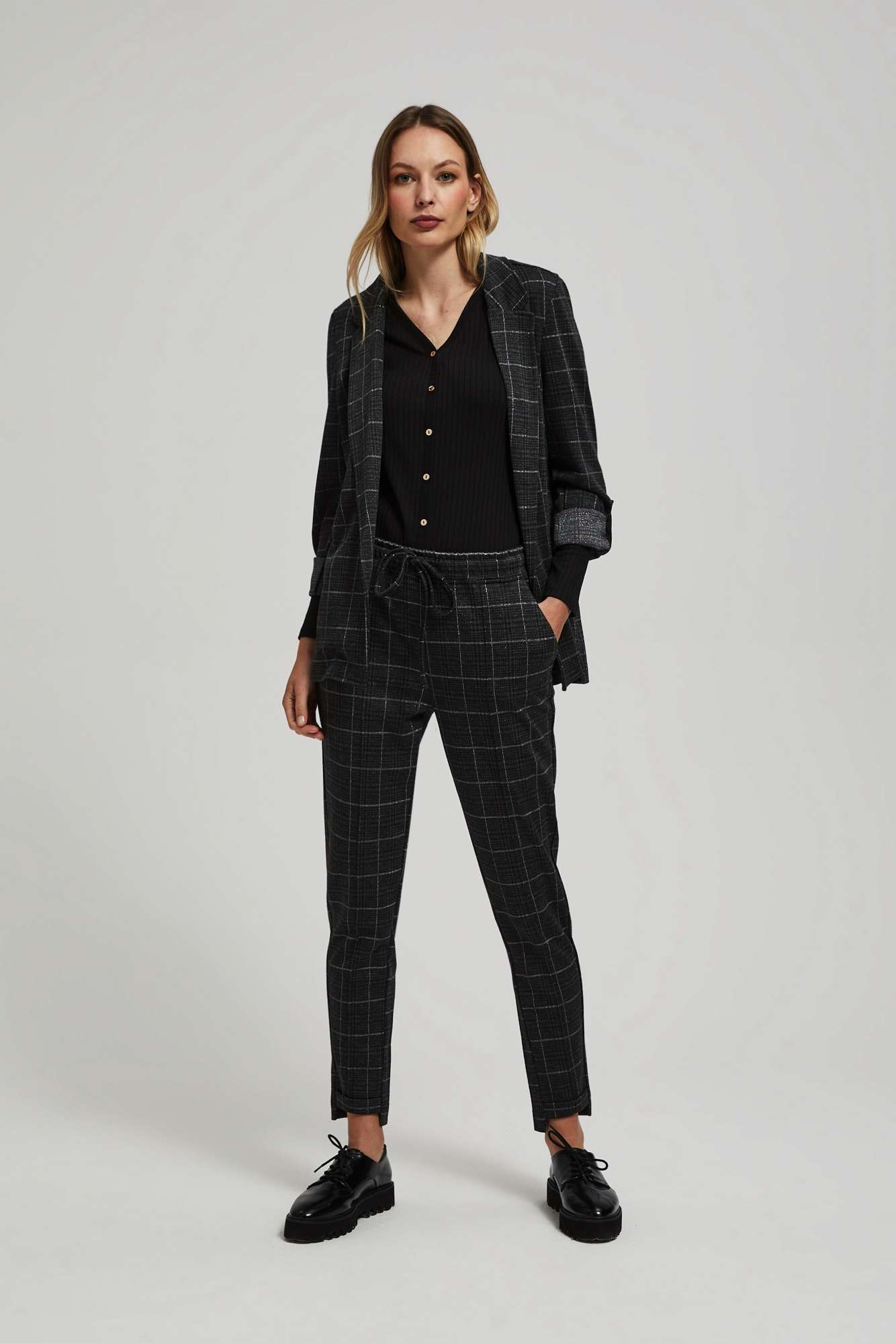 Marisse Checked Jacket With Rolled-Up Sleeves