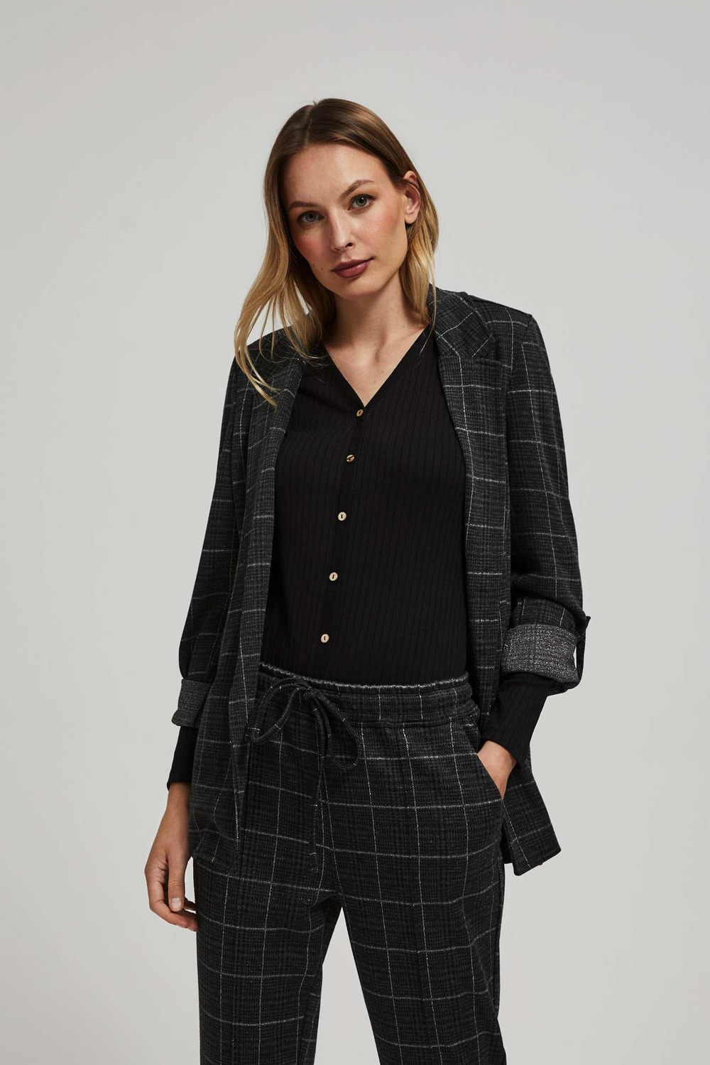 Marisse Checked Jacket With Rolled-Up Sleeves