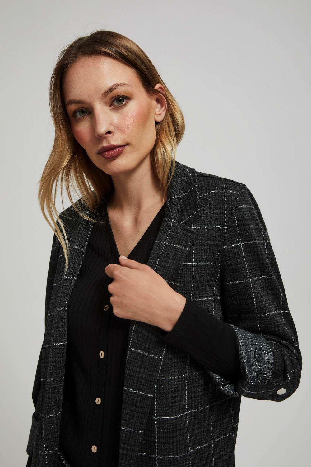 Marisse Checked Jacket With Rolled-Up Sleeves