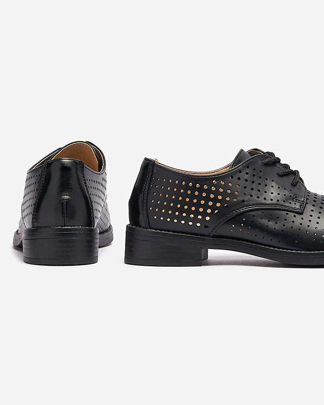 Resti Openwork black women's eco leather half shoes Azedvo- Footwear