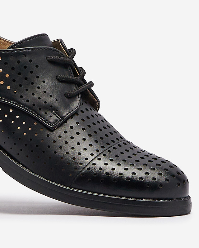 Resti Openwork black women's eco leather half shoes Azedvo- Footwear