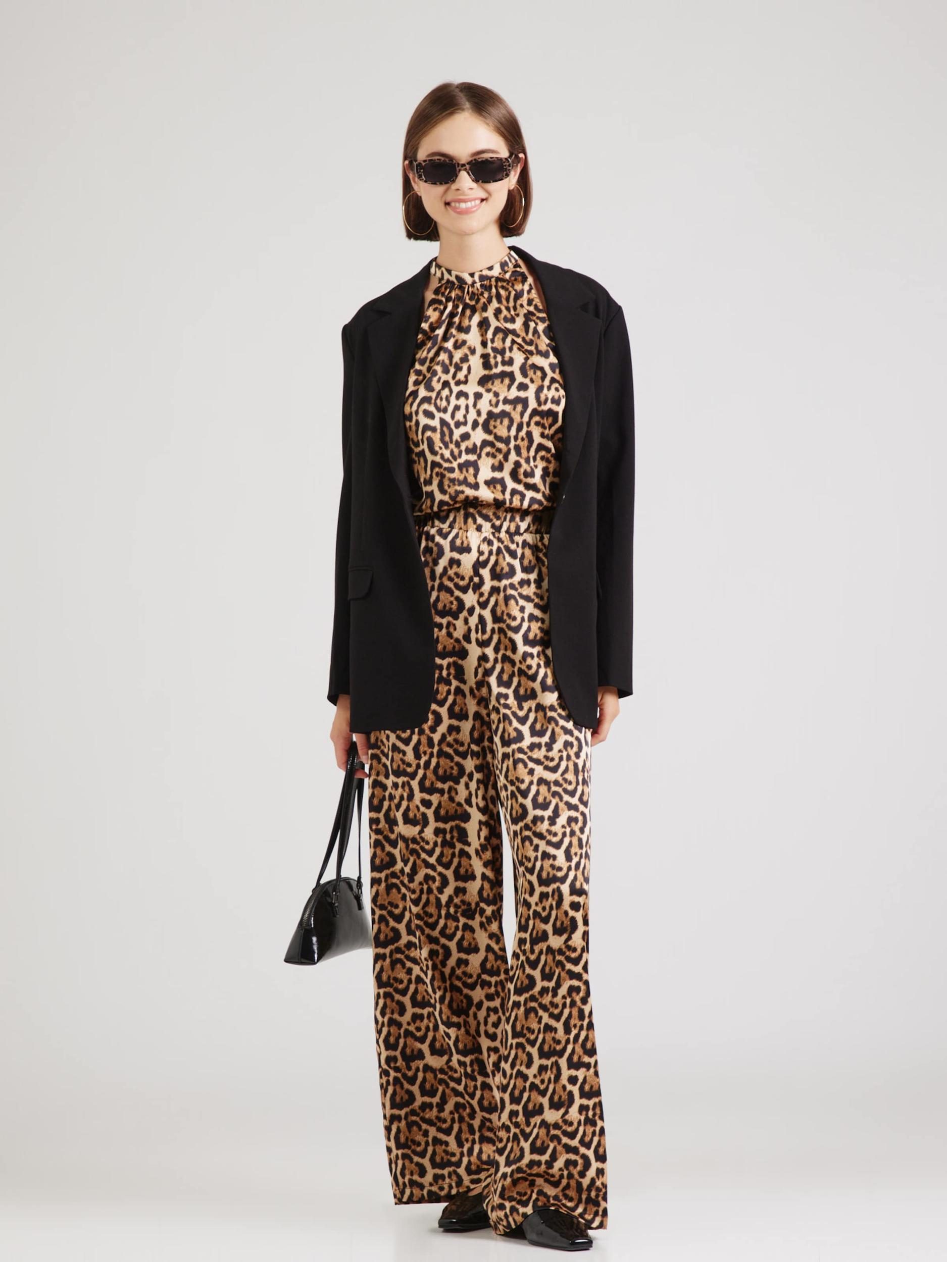 VILA Hlače 'VILEA' konjak / kapučino / črna