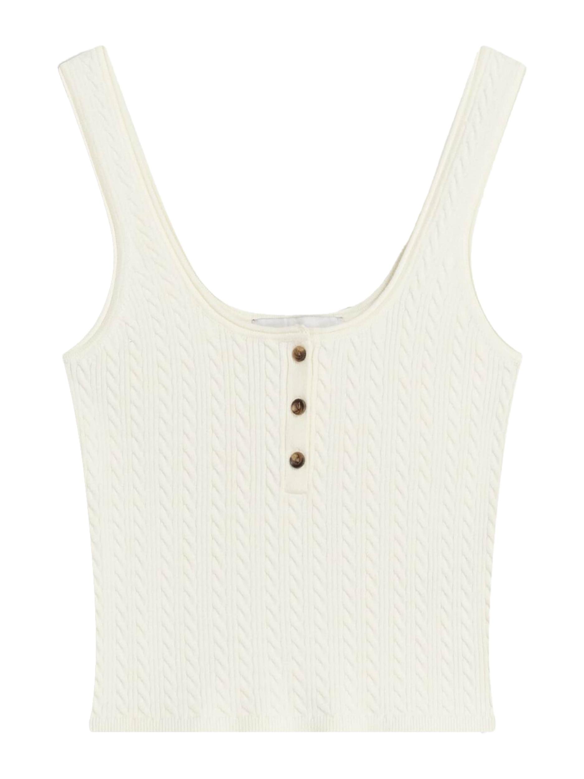 Bershka Top z naramnicami temno bež