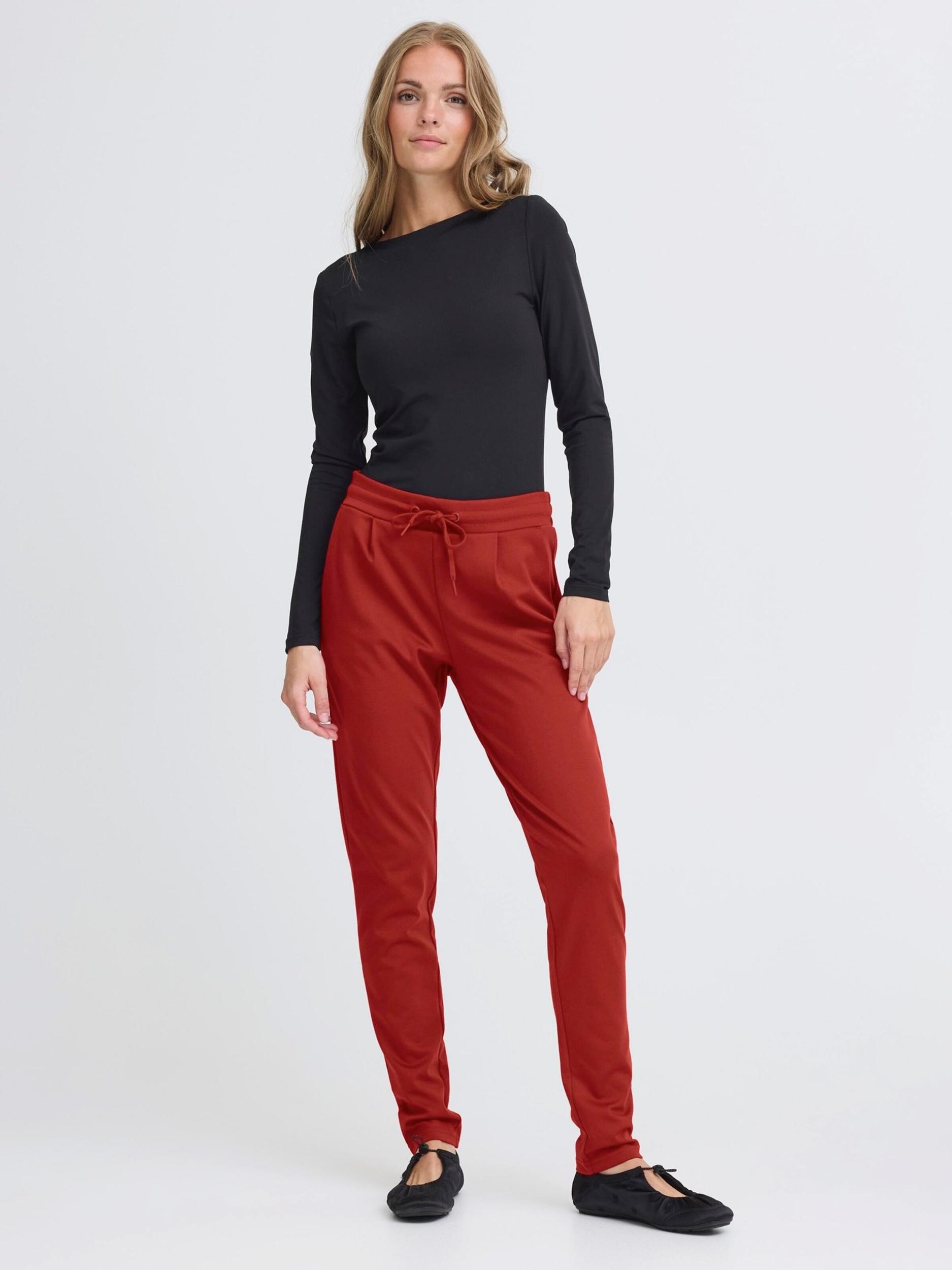 ICHI Hlače z naborki 'IH Kate' rjasto rjava