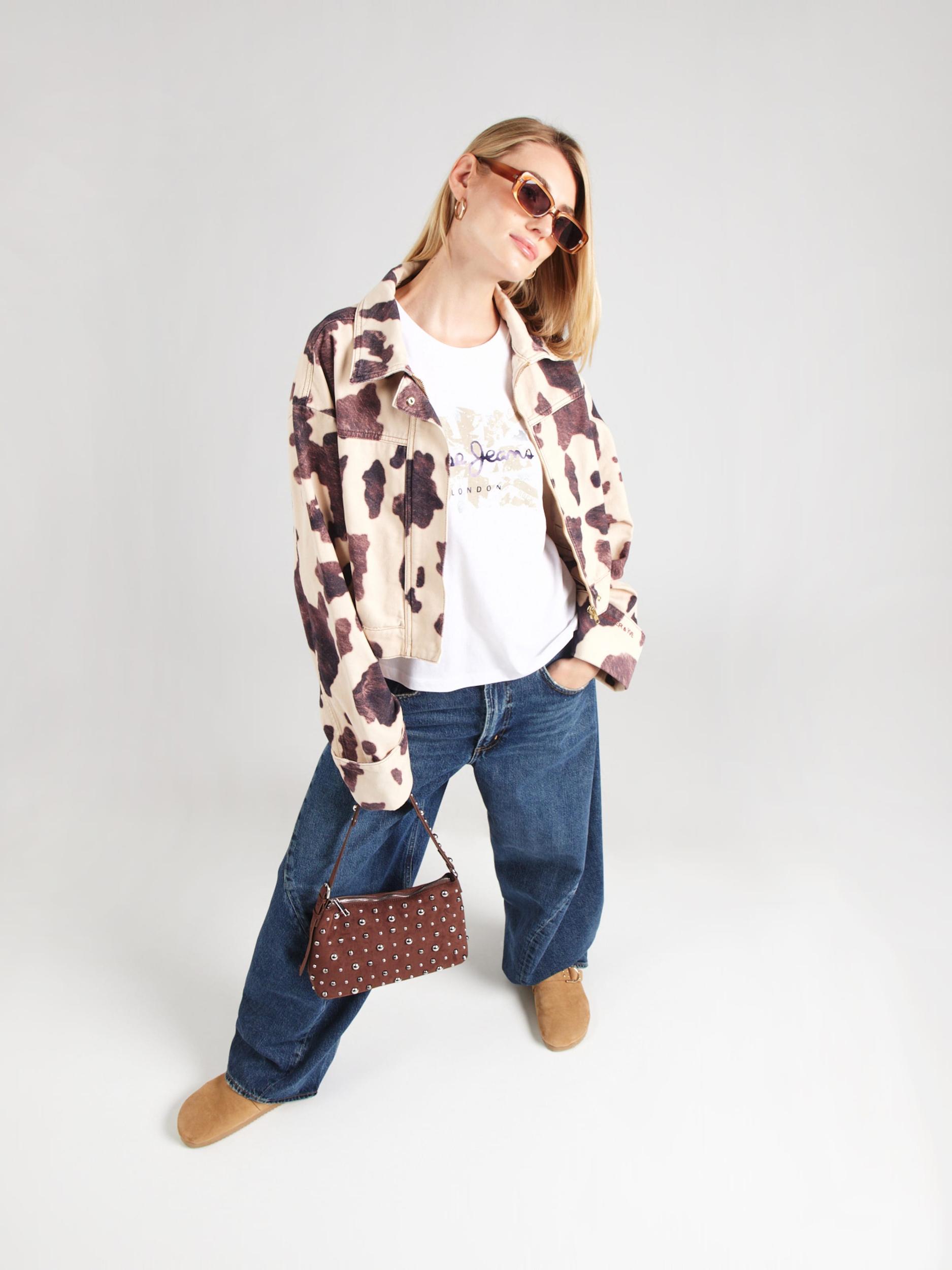 Pepe Jeans Majica 'Babu' mornarska / trst / bela