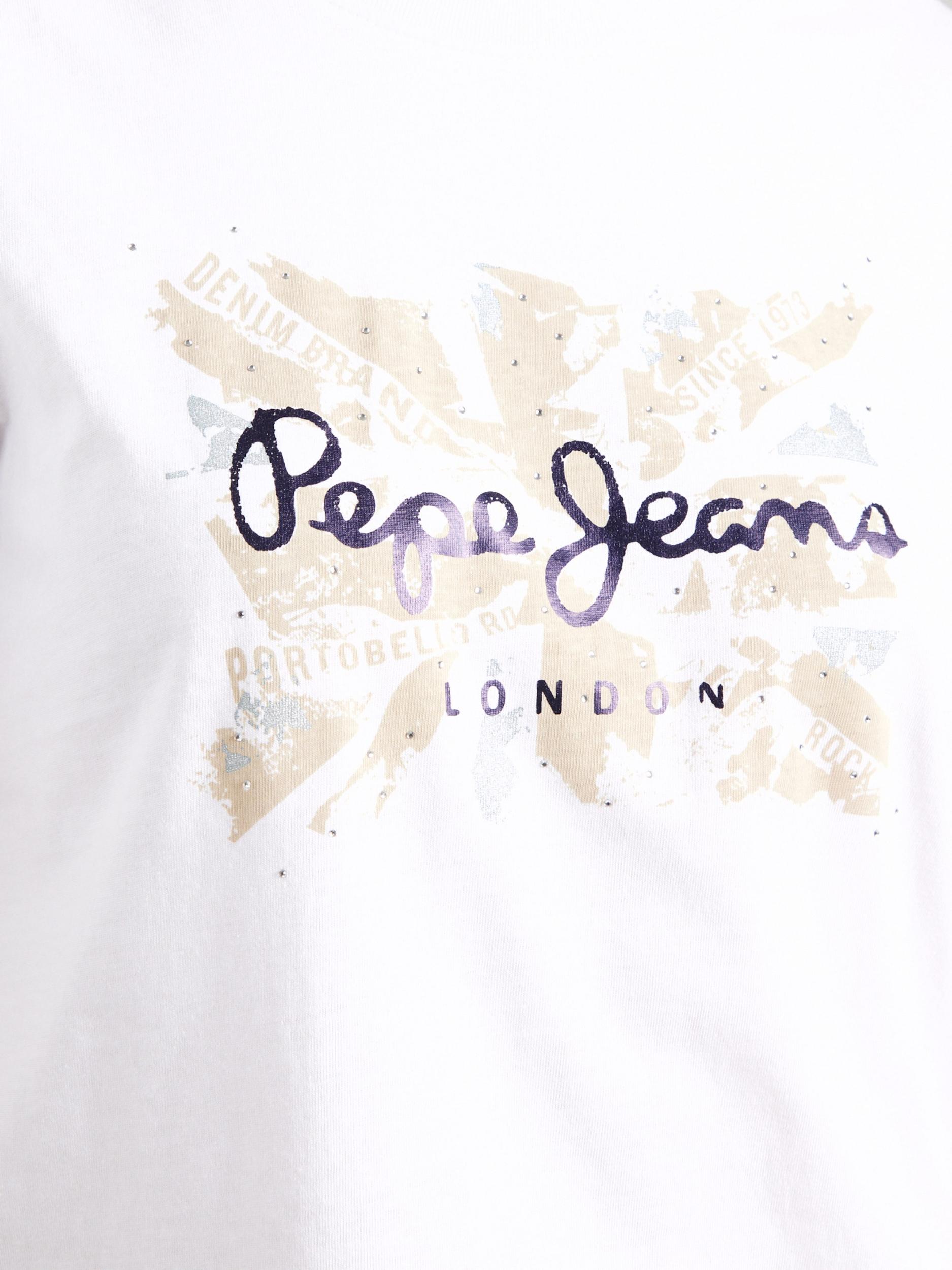 Pepe Jeans Majica 'Babu' mornarska / trst / bela