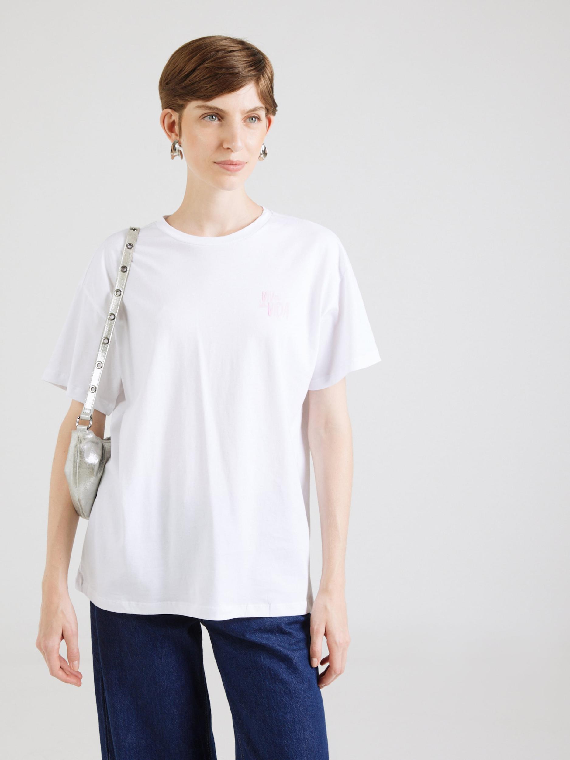 PIECES Široka majica 'PCALIFI FASTTRACK' rumena / roza / bela