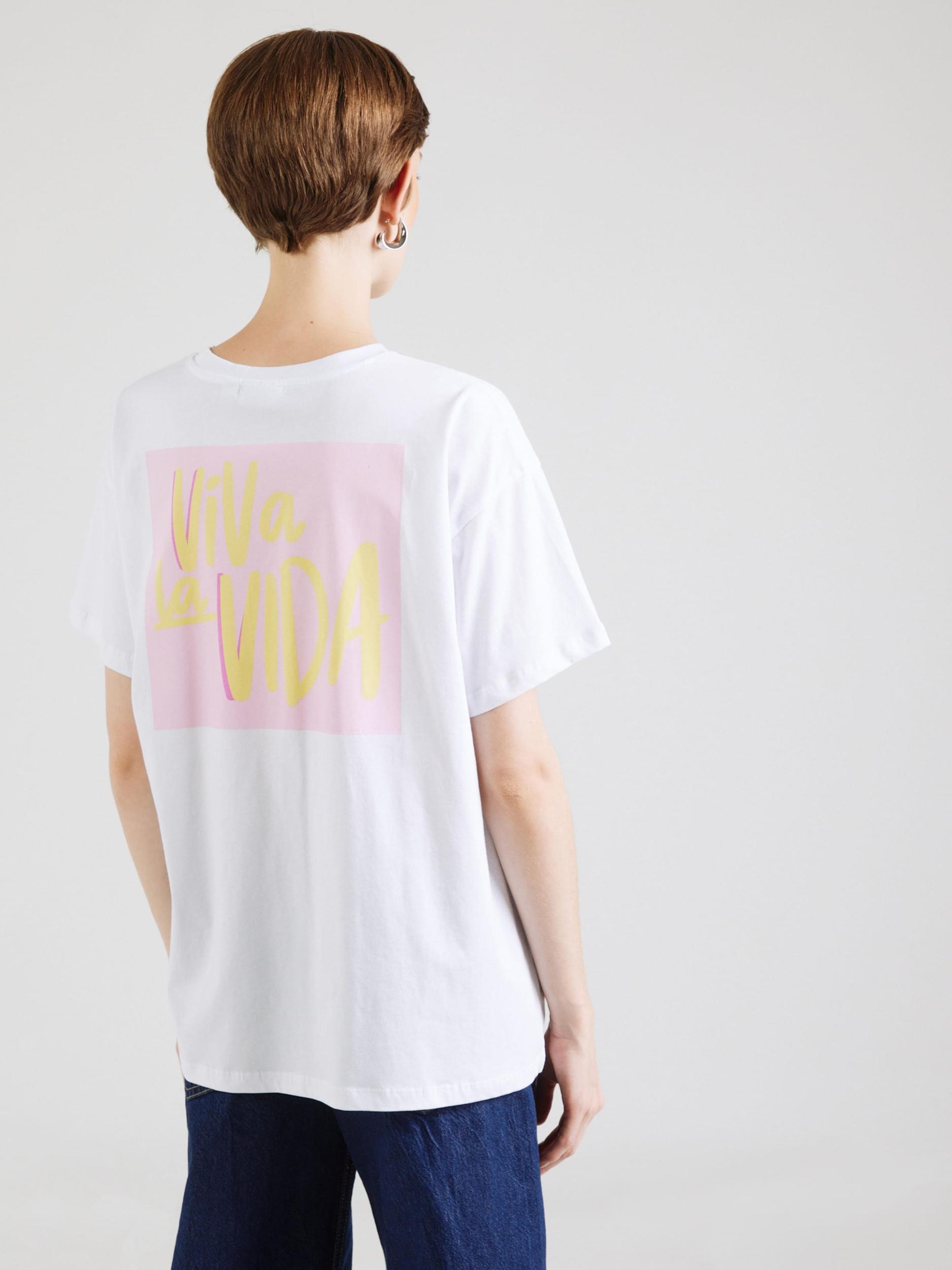 PIECES Široka majica 'PCALIFI FASTTRACK' rumena / roza / bela