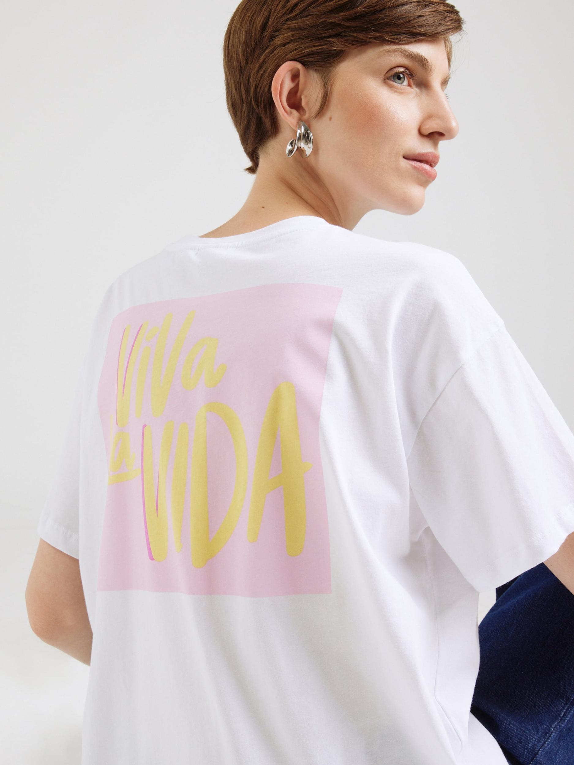 PIECES Široka majica 'PCALIFI FASTTRACK' rumena / roza / bela