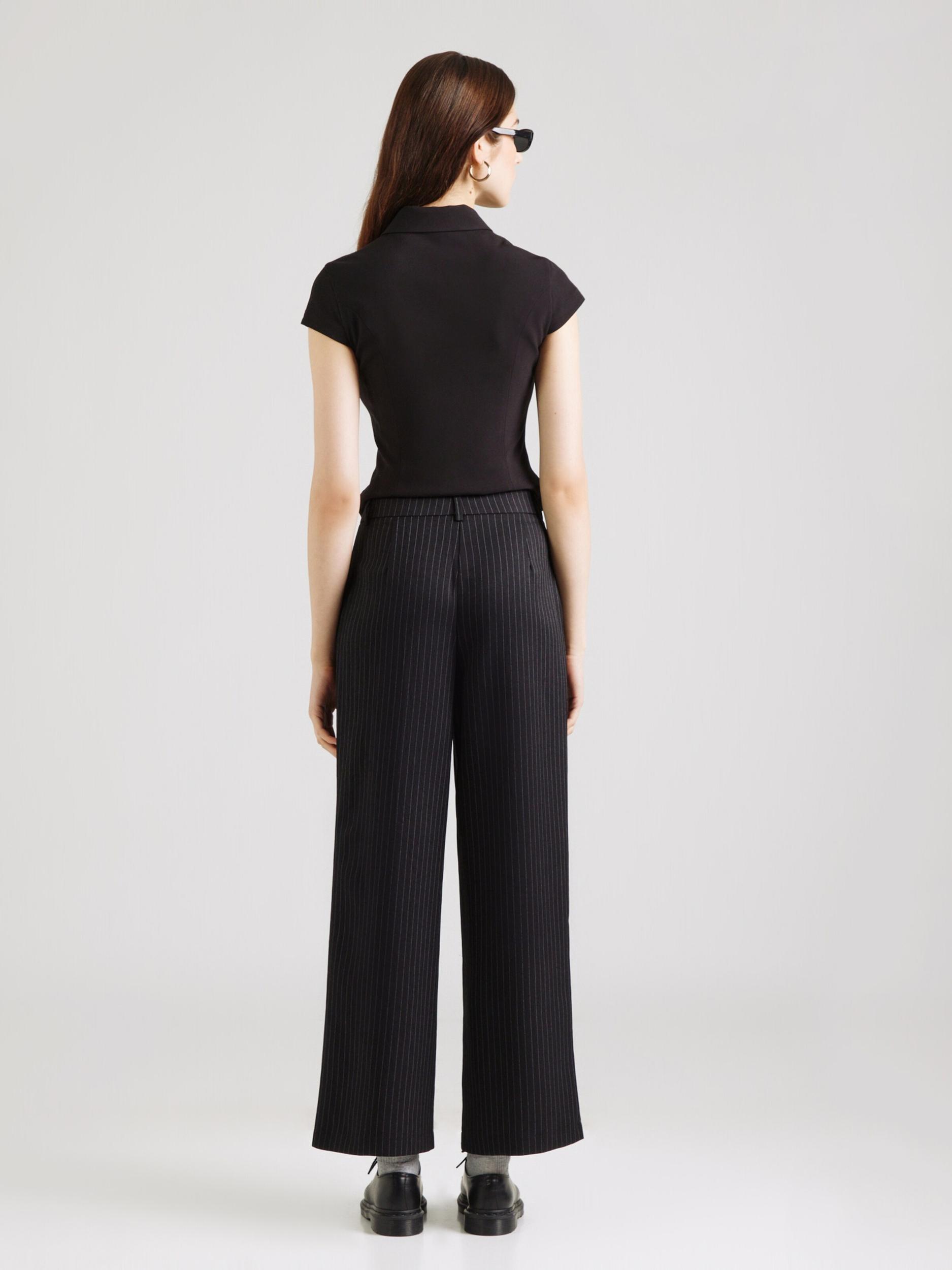 ONLY Hlače z naborki 'ONLREINA' črna / bela