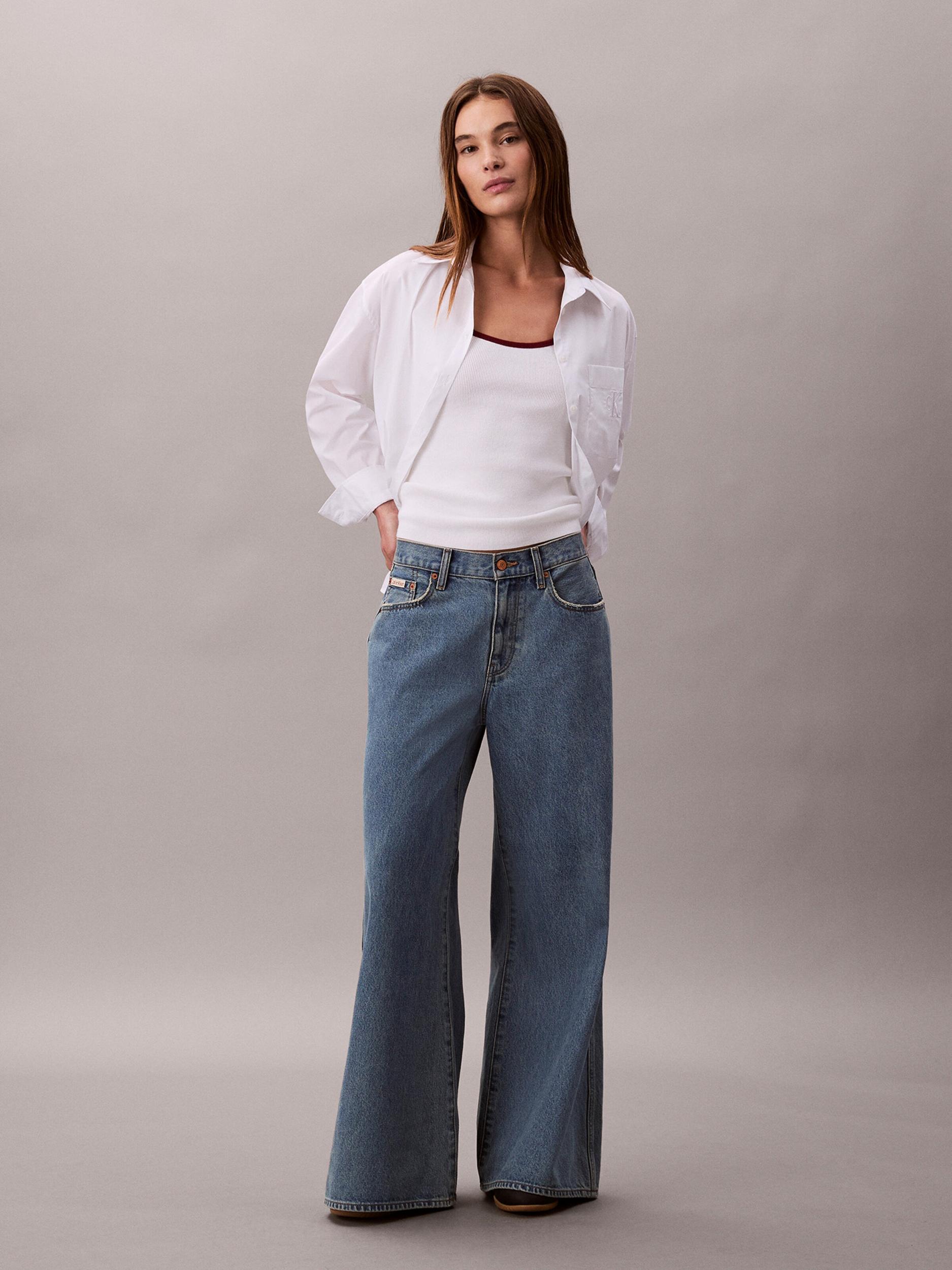 Calvin Klein Jeans Top temno rdeča / bela