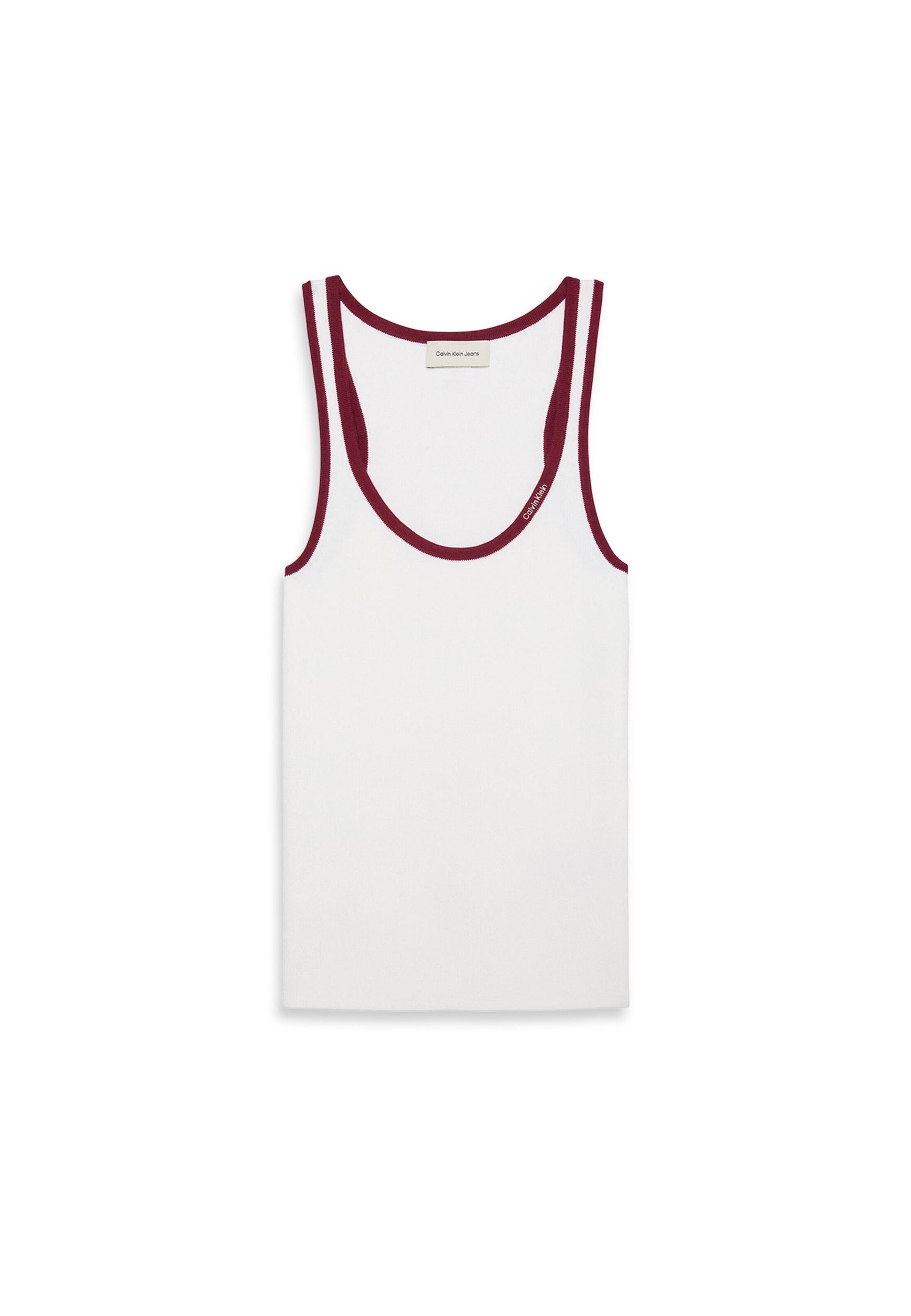 Calvin Klein Jeans Top temno rdeča / bela