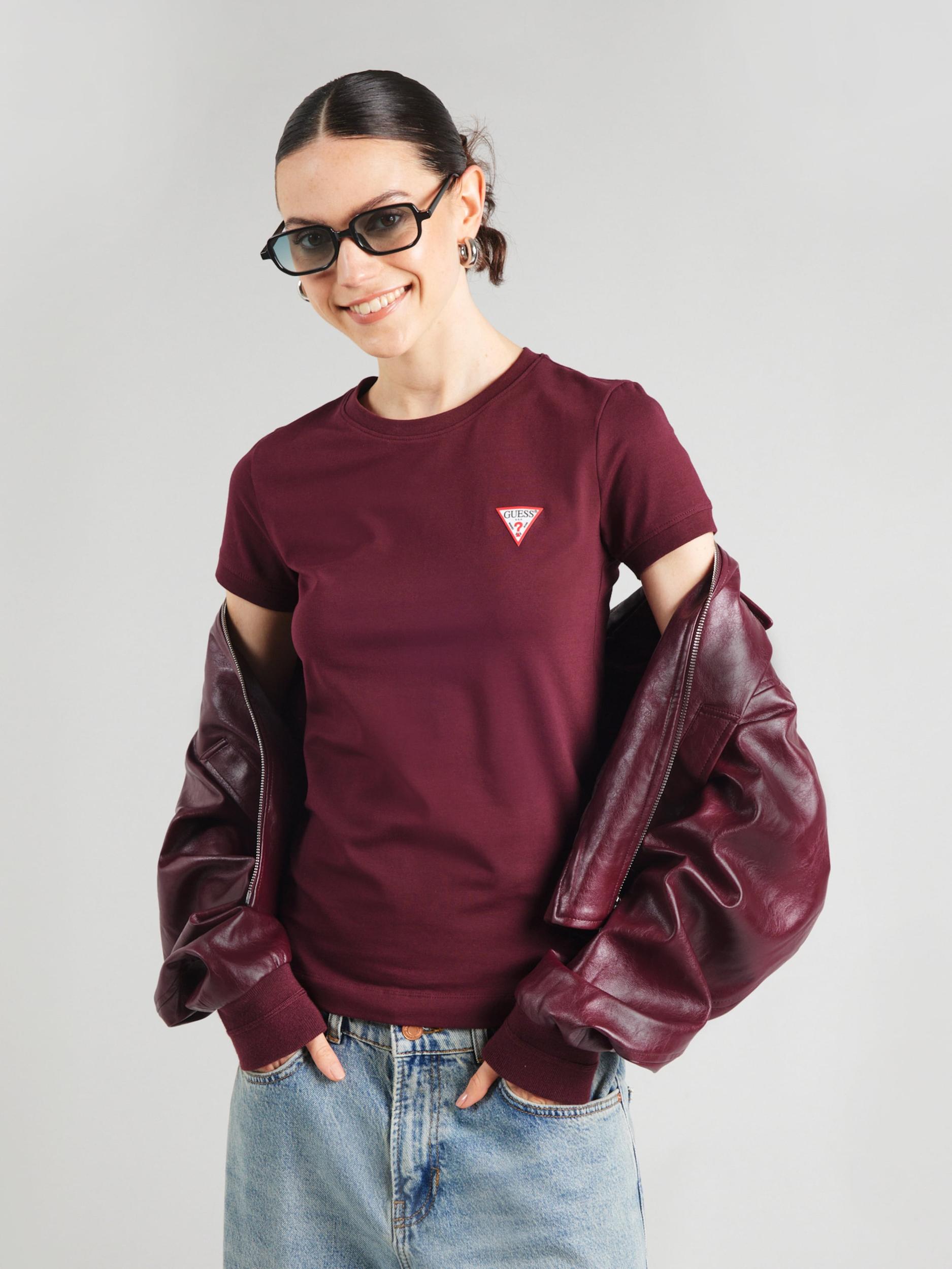 GUESS Majica vinsko rdeča