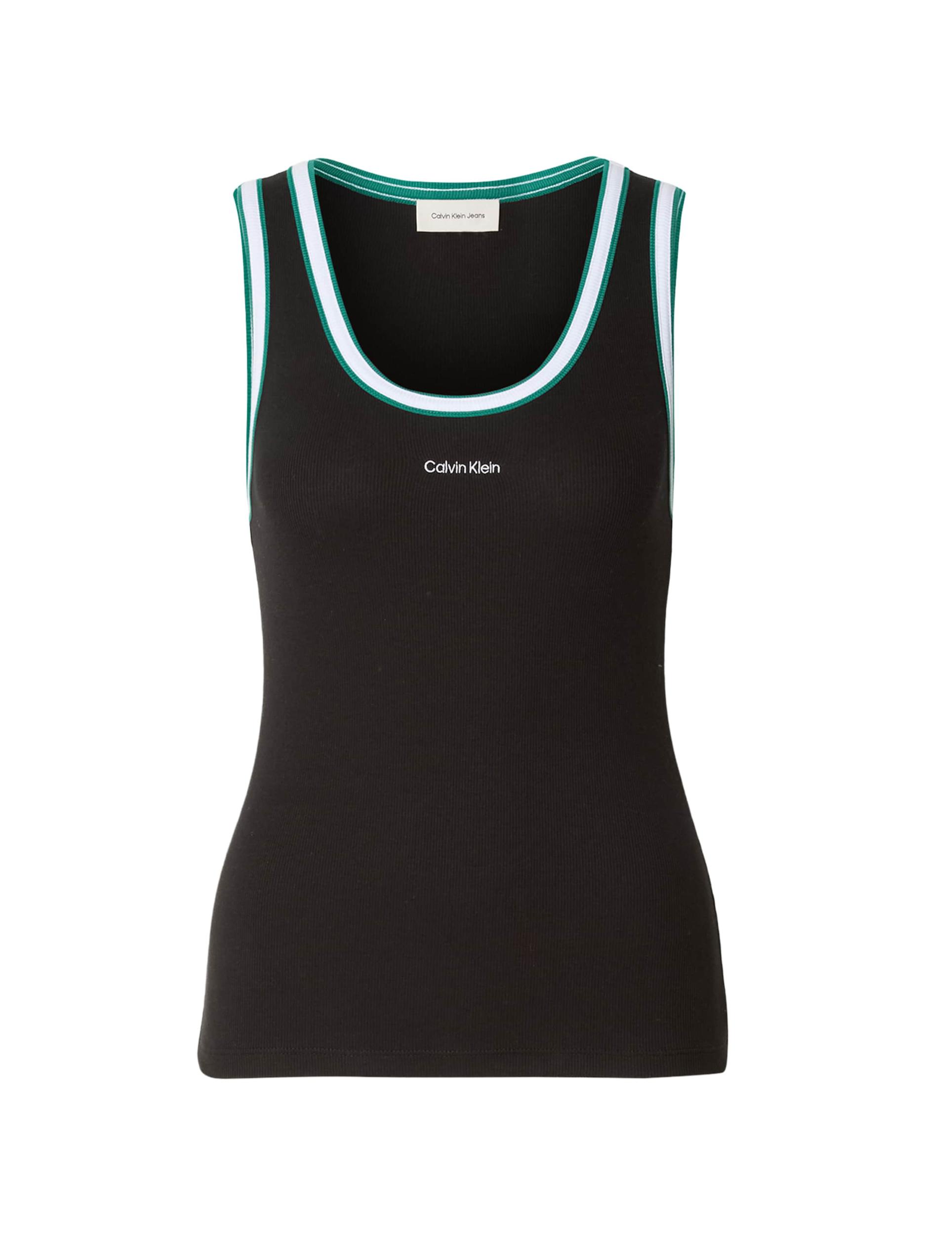 Calvin Klein Jeans Top smaragd / črna / bela