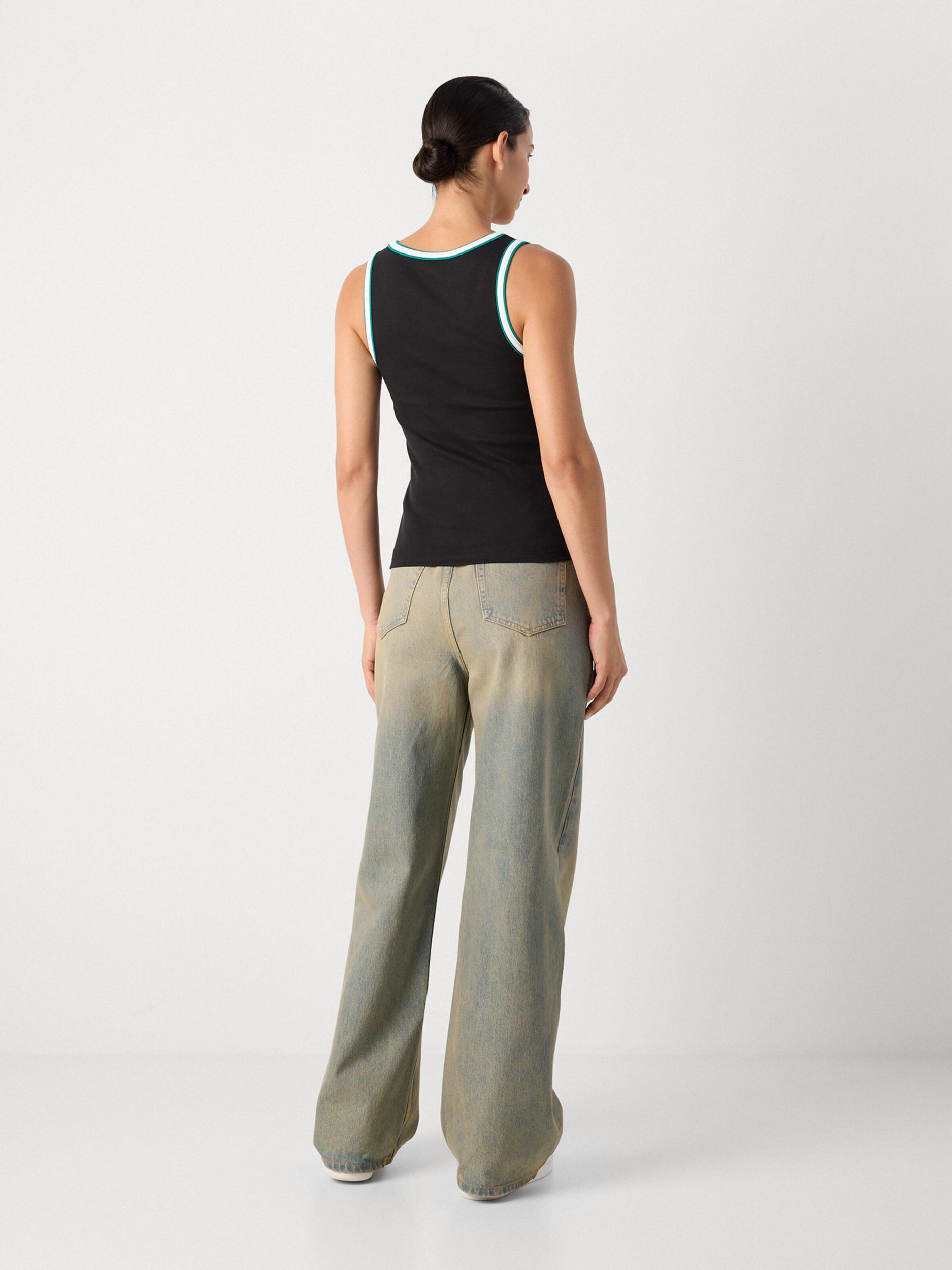 Calvin Klein Jeans Top smaragd / črna / bela